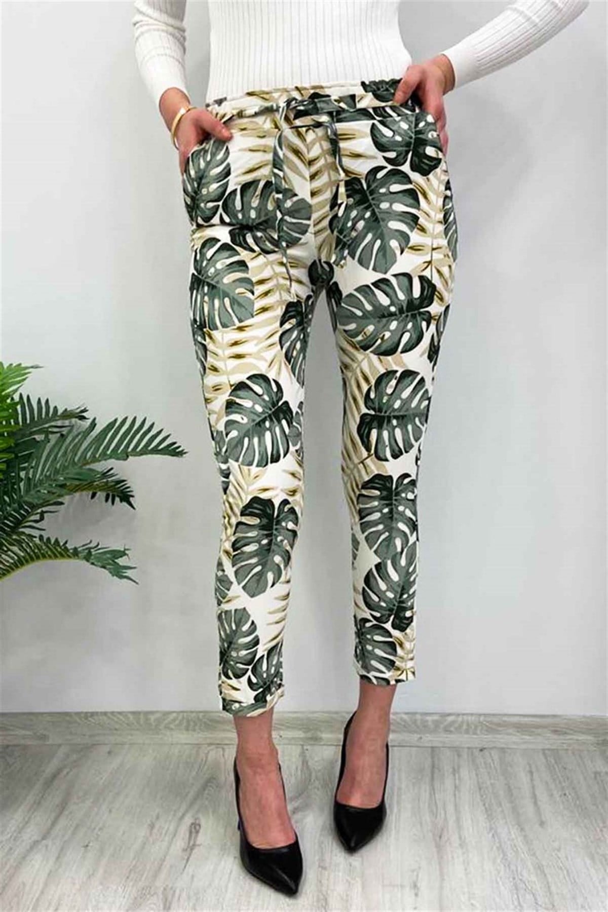 Mad Girls White Patterned Tie Waist Pant MG213