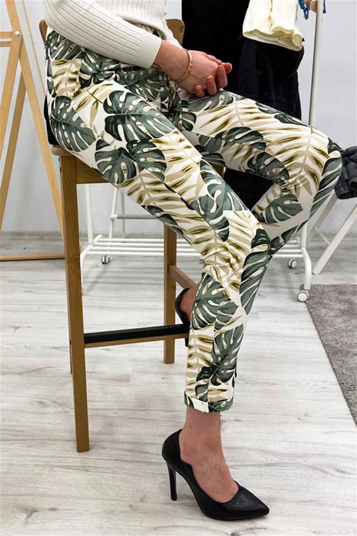 Mad Girls White Patterned Tie Waist Pant MG213