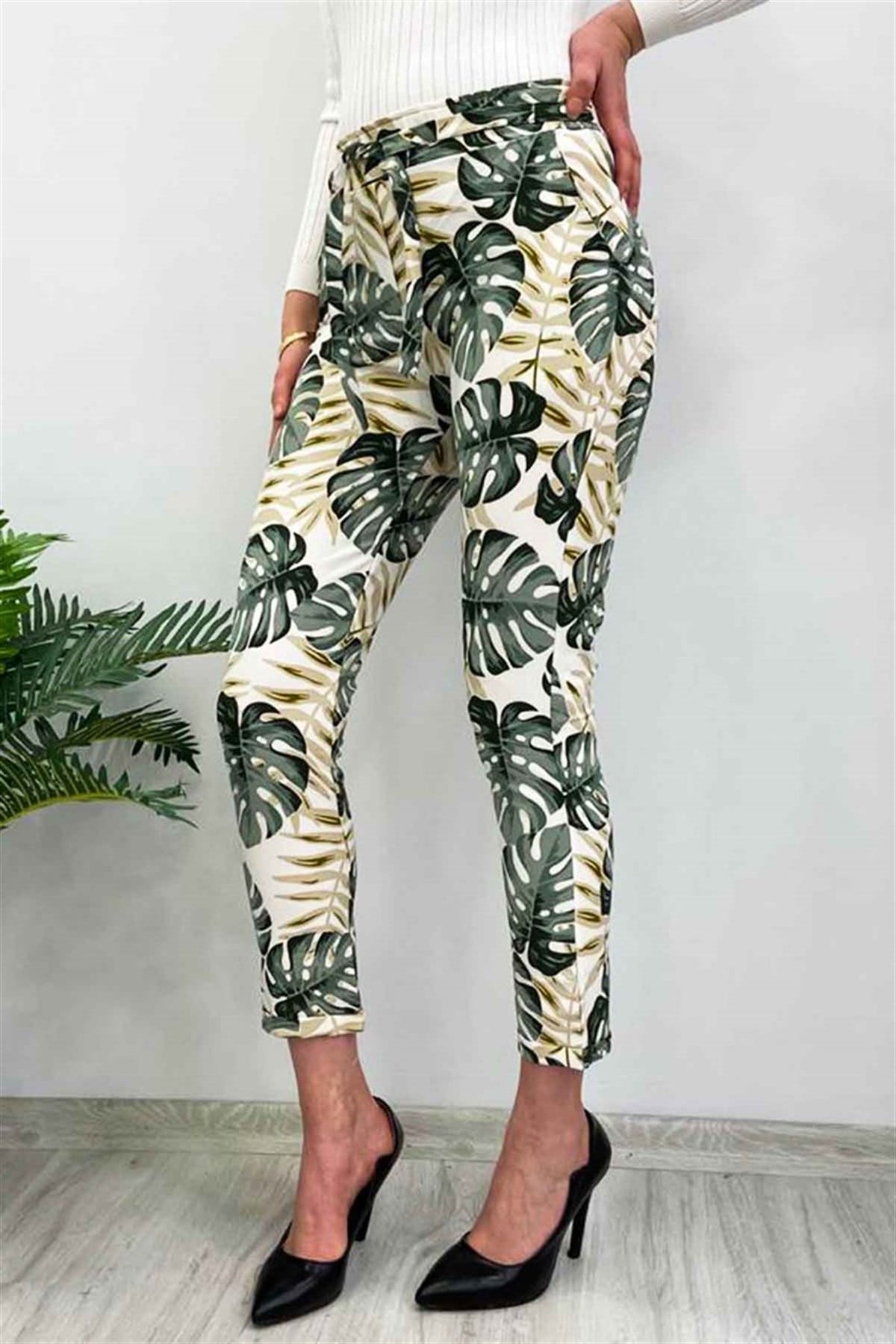 Mad Girls White Patterned Tie Waist Pant MG213