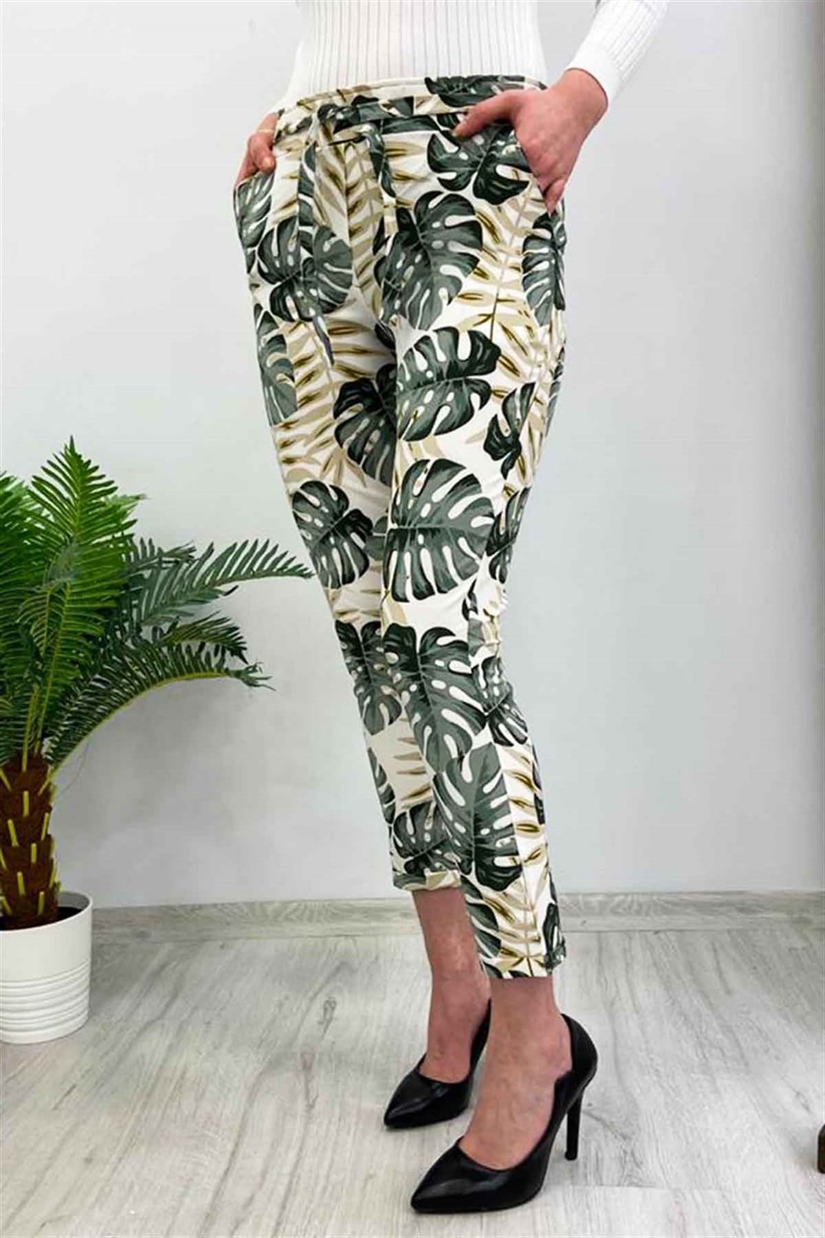 Mad Girls White Patterned Tie Waist Pant MG213