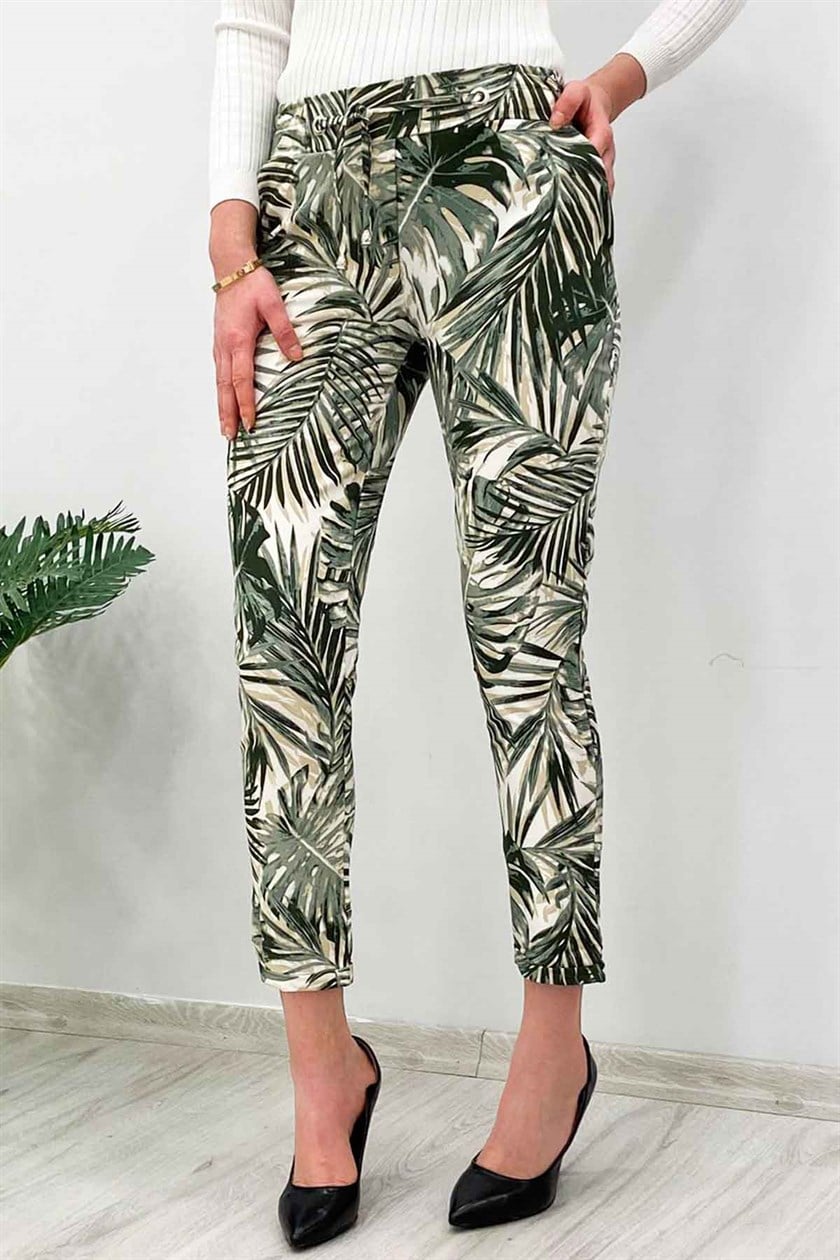 Mad Girls Duble Paça Desenli Havuç Beyaz Pantolon MG236