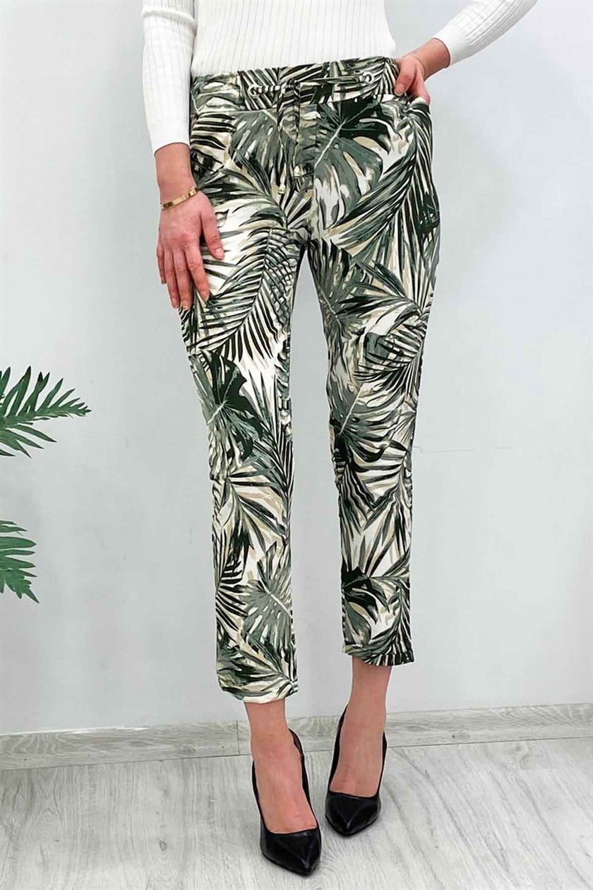 Mad Girls Duble Paça Desenli Havuç Beyaz Pantolon MG236