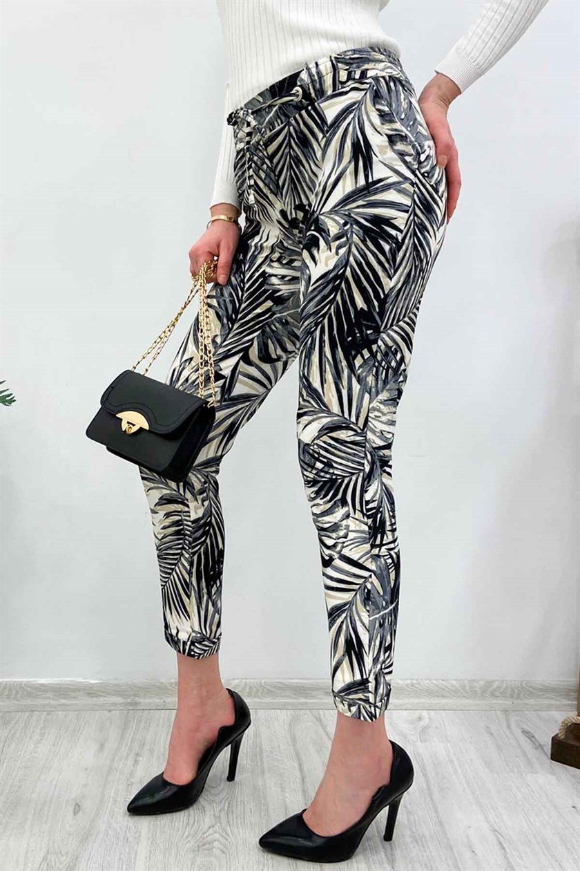 Mad Girls Duble Paça Desenli Havuç Siyah Pantolon MG236