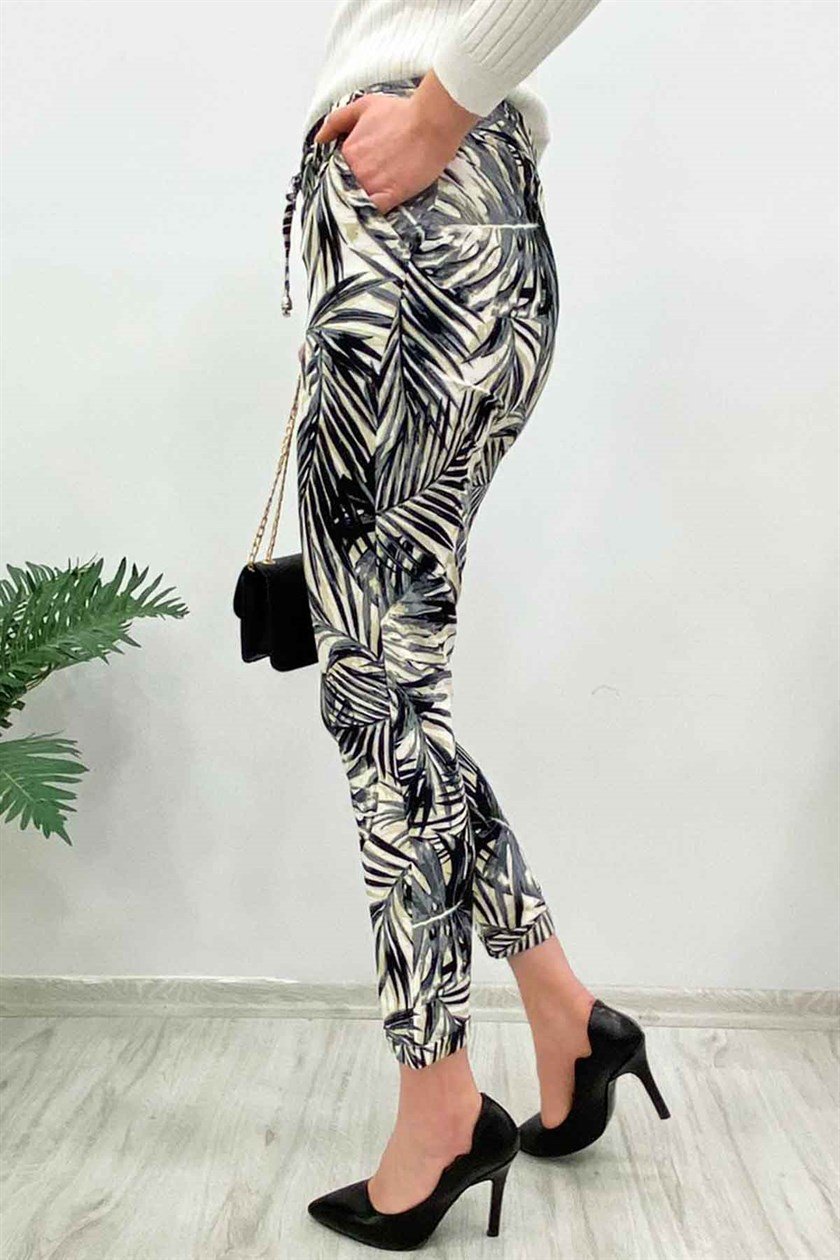 Mad Girls Duble Paça Desenli Havuç Siyah Pantolon MG236