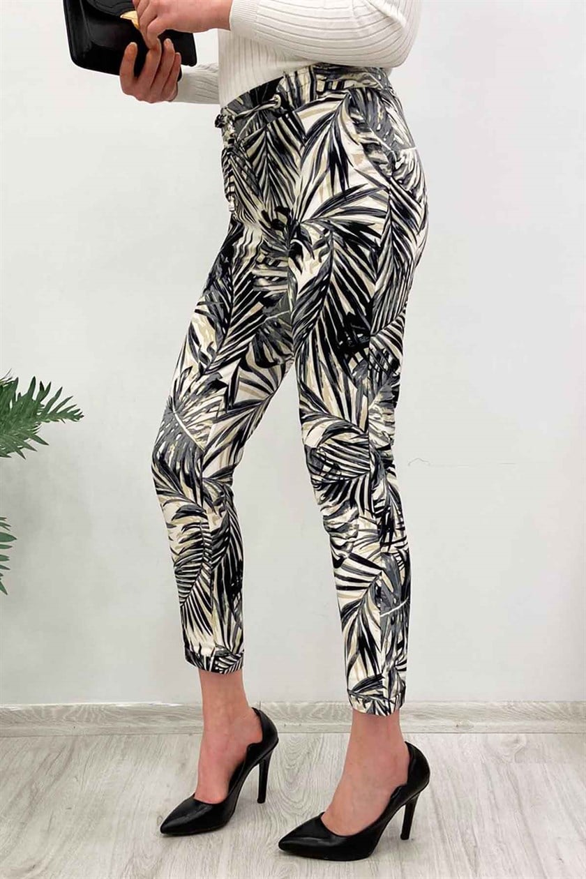 Mad Girls Duble Paça Desenli Havuç Siyah Pantolon MG236