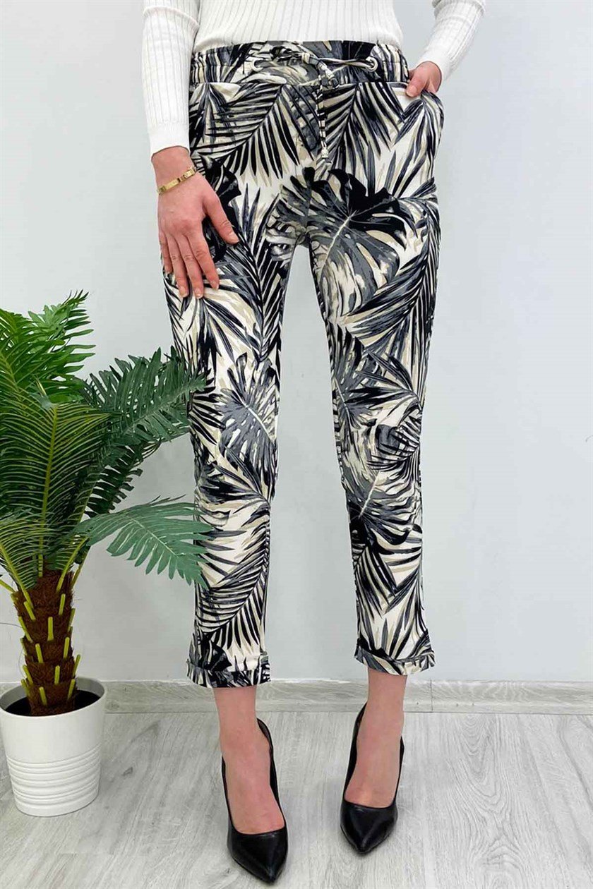 Mad Girls Duble Paça Desenli Havuç Siyah Pantolon MG236