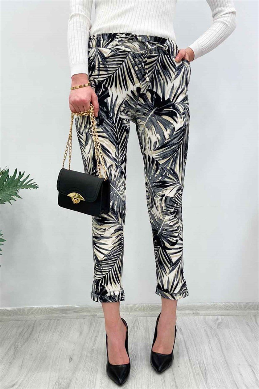 Mad Girls Duble Paça Desenli Havuç Siyah Pantolon MG236