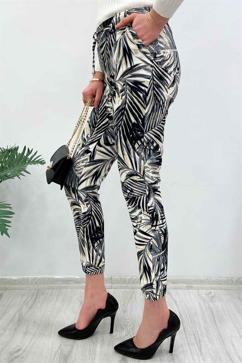 Mad Girls Duble Paça Desenli Havuç Siyah Pantolon MG236