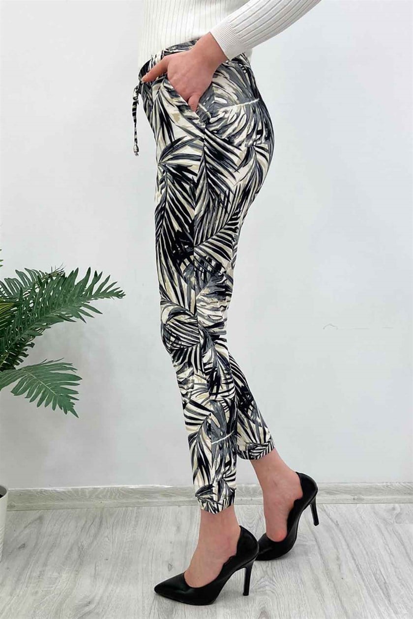 Mad Girls Duble Paça Desenli Havuç Siyah Pantolon MG236