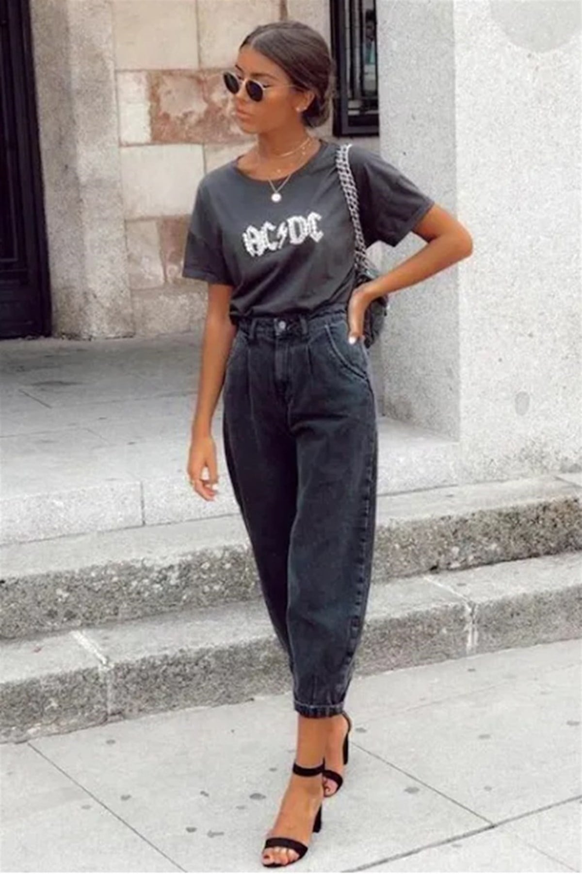 Mad Girls Dark Grey Mom Jean MG299