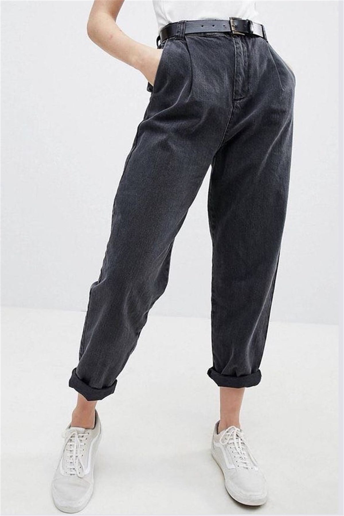 Mad Girls Dark Grey Mom Jean MG299