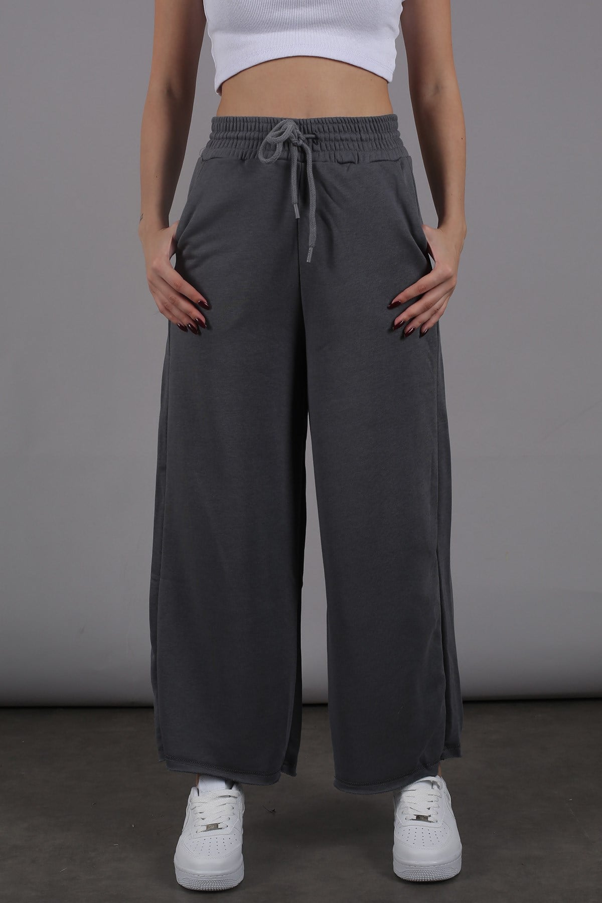 Mad Girls Smoke Gray Bell Bottom Sweatpants MG1100