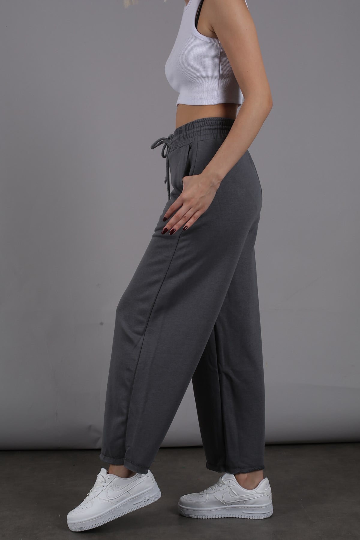 Mad Girls Smoke Gray Bell Bottom Sweatpants MG1100