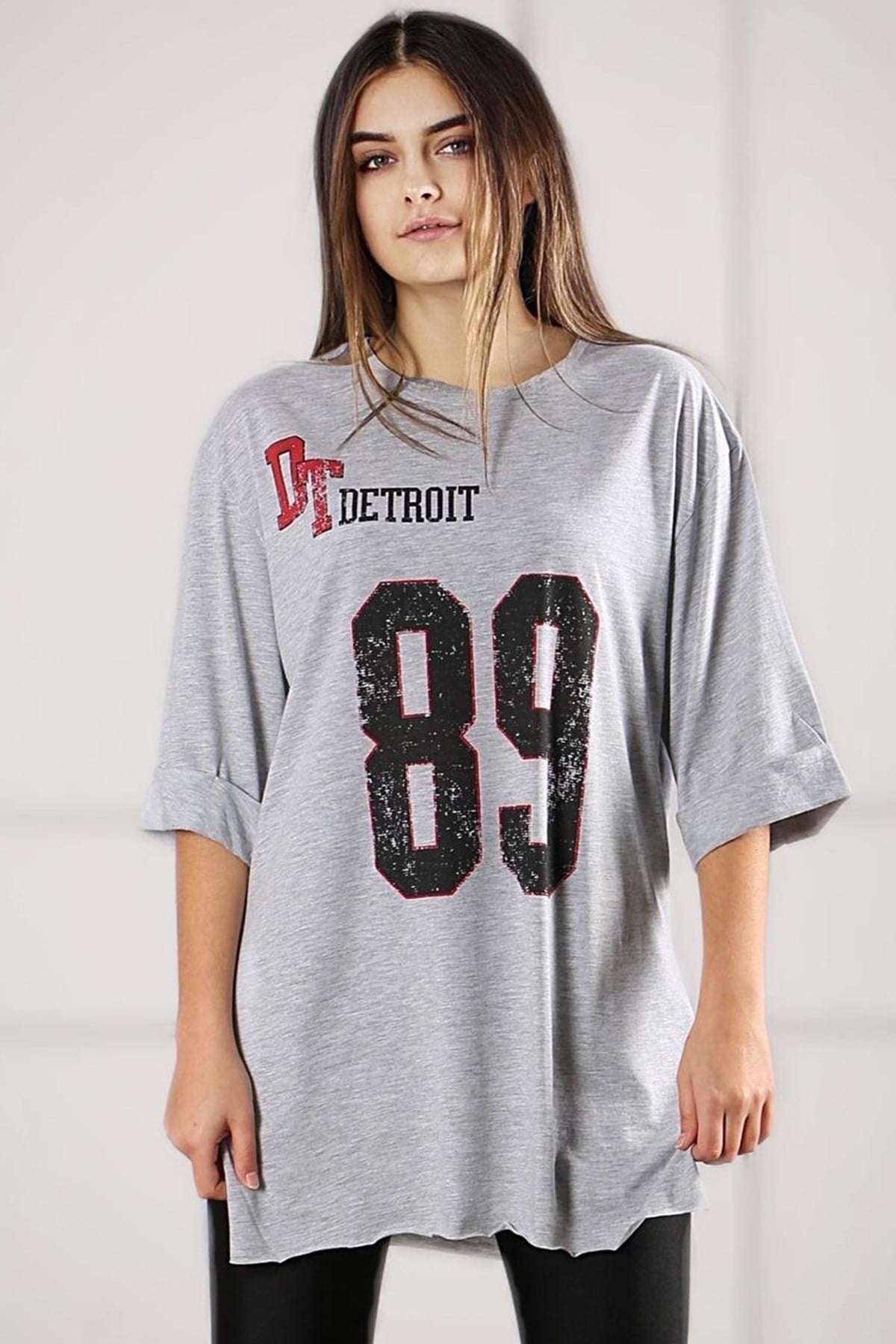 Mad Girls Gri Baskılı Tişört MG990