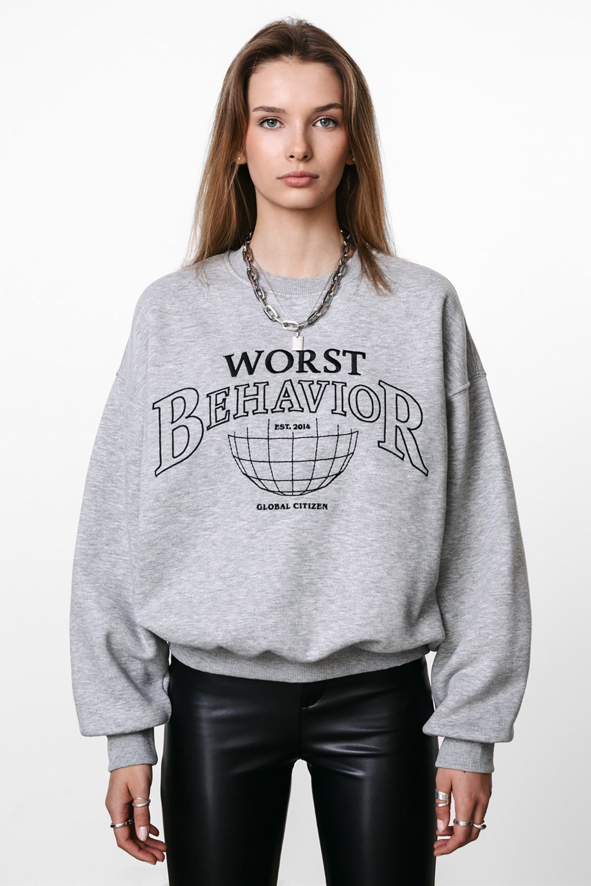 Mad Girls Gri Kadın Sweatshirt MG925