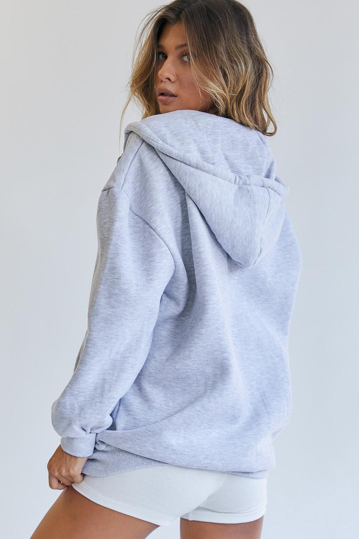 Mad Girls Gri Kapüşonlu Sweatshirt Mg1223