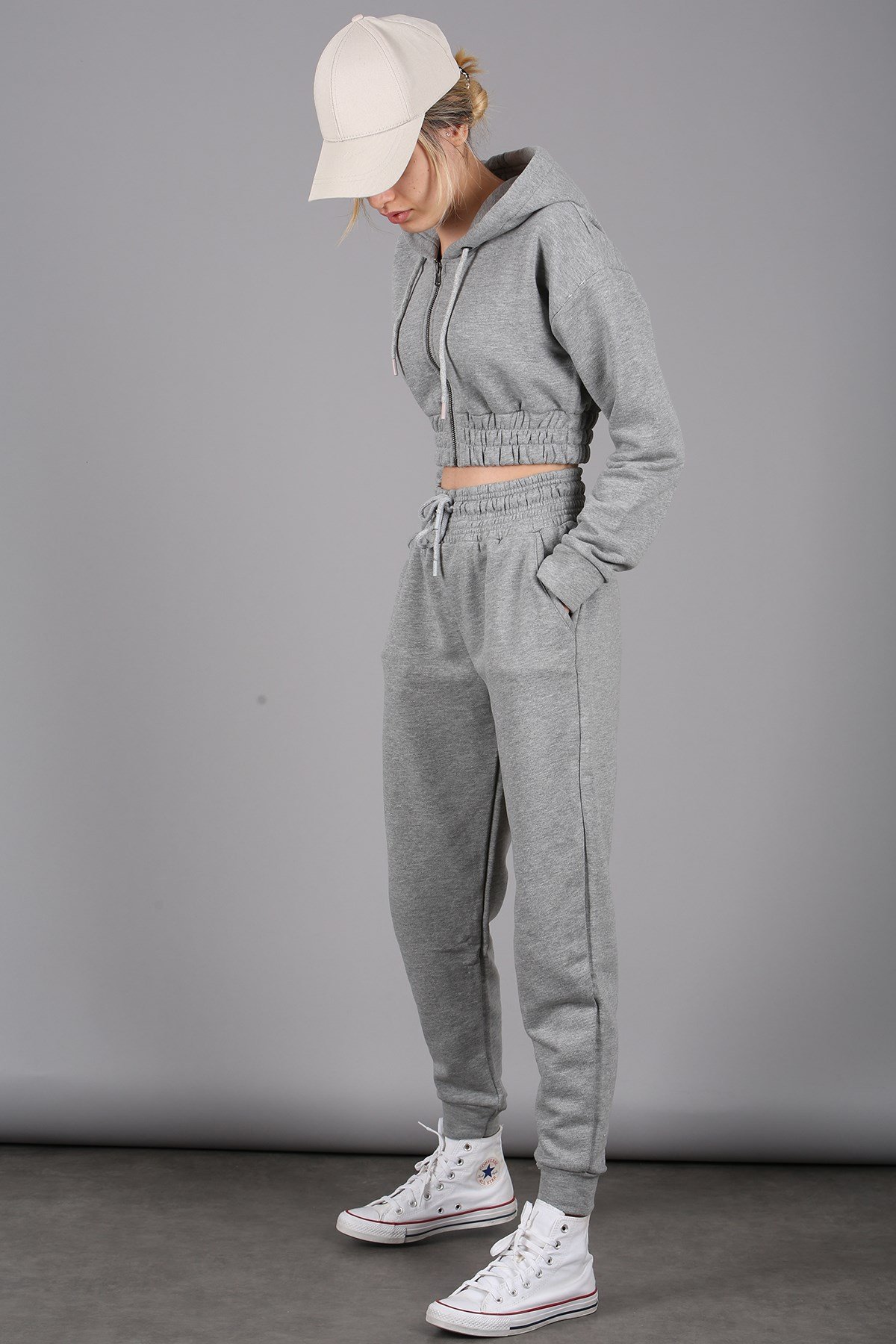 Mad Girls Grey Tracksuit With Hooded  MG091