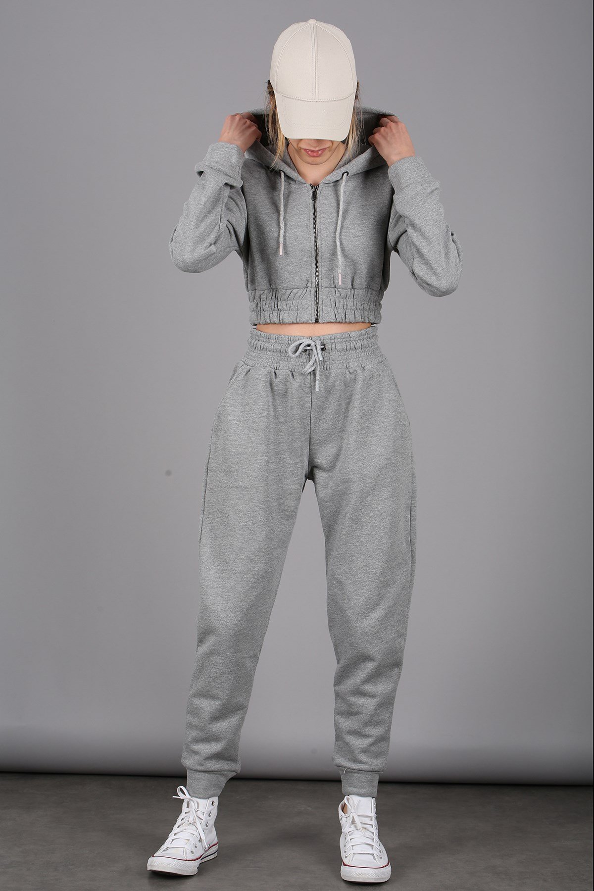 Mad Girls Grey Tracksuit With Hooded  MG091
