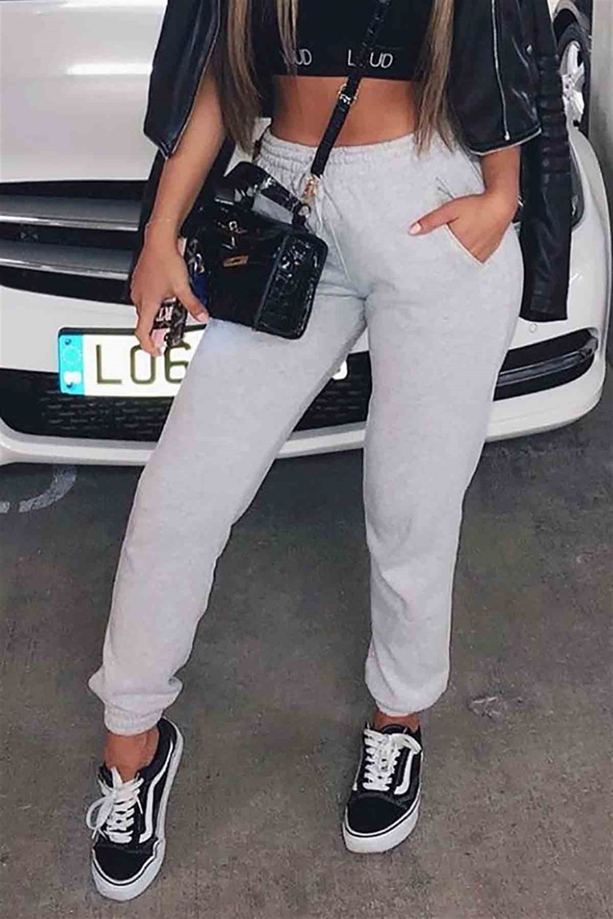 Mad Girls Gri Melaj Eşofman Altı MG060