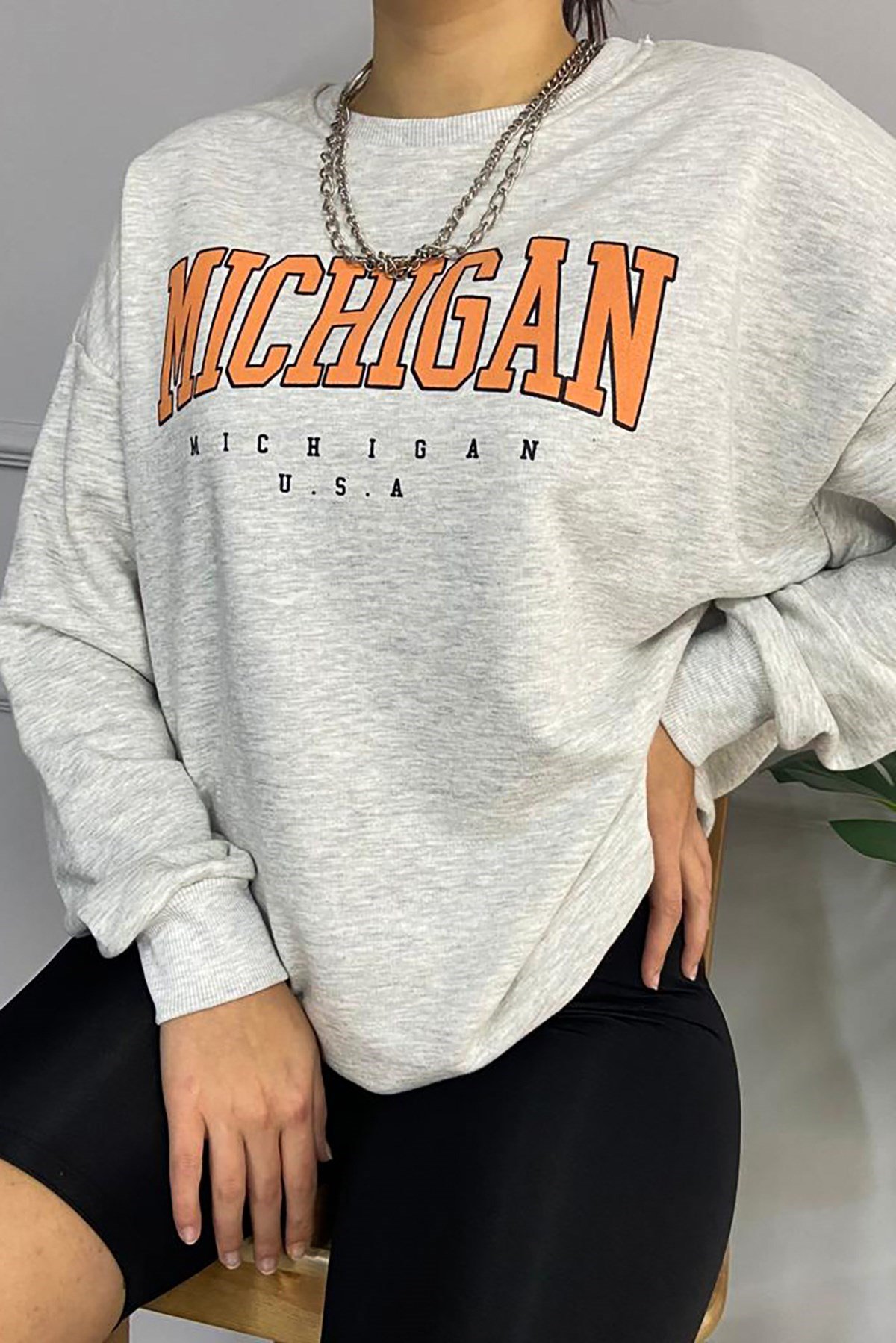 Mad Girls Gri Sweatshirt MG785
