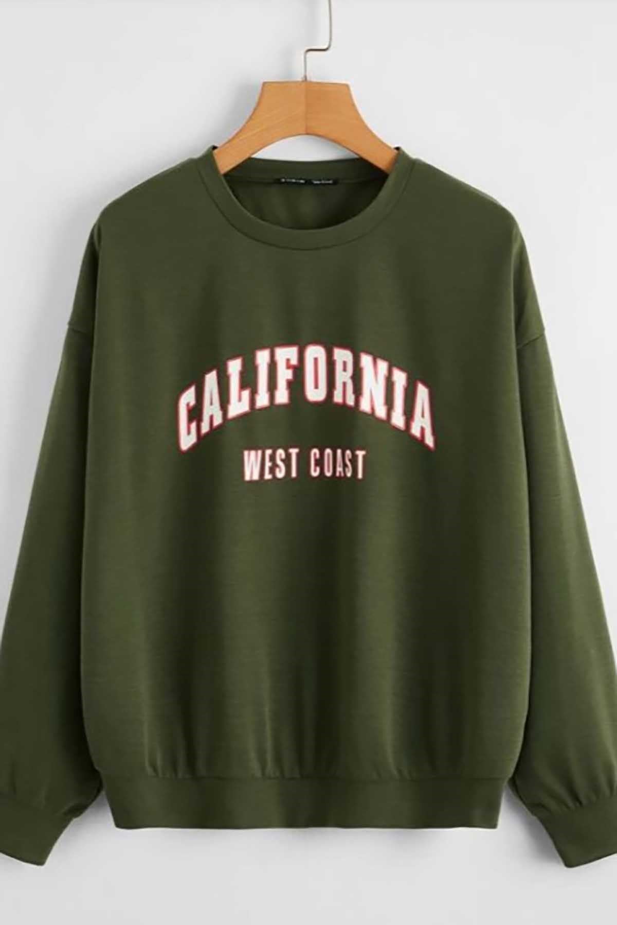 Mad Girls Khaki Crew-Neck Women Sweatshirt MG789