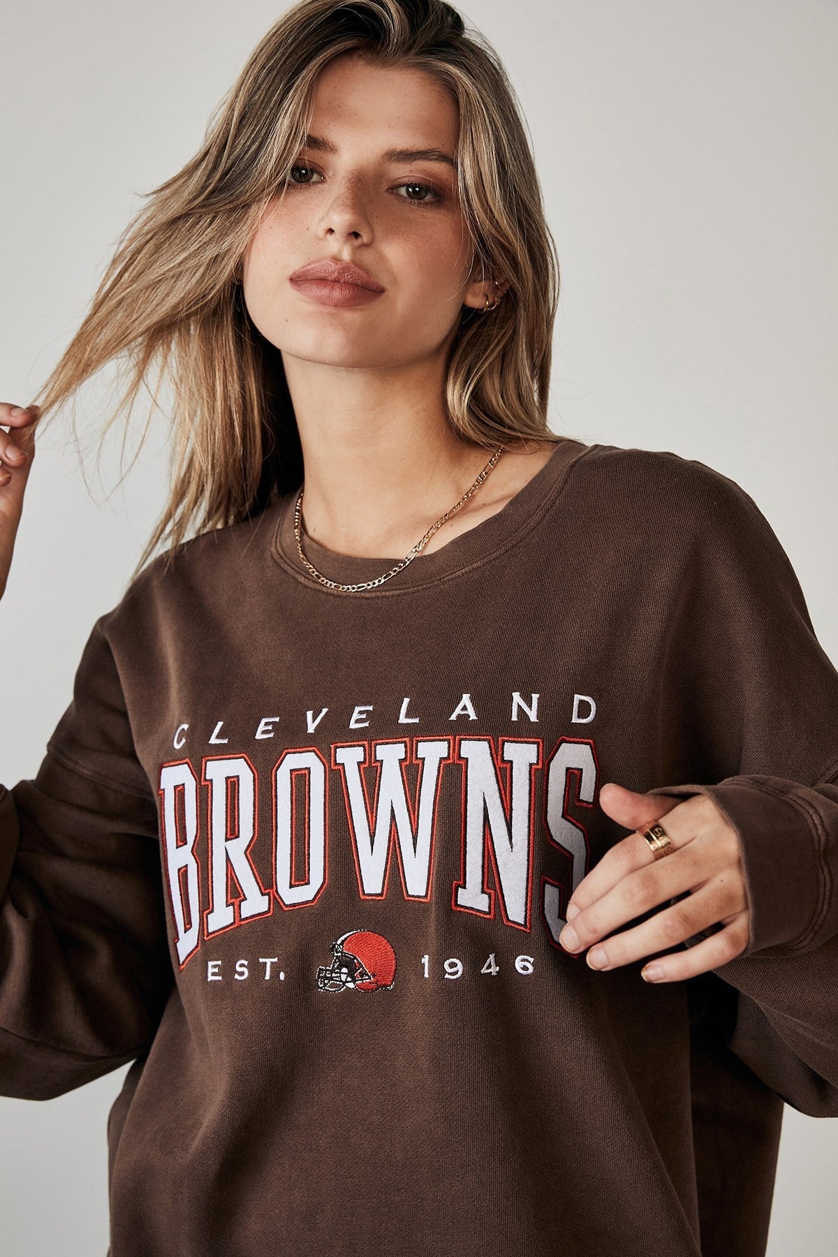 Mad Girls Kahverengi Baskılı Kadın SweatshirtMg1210 