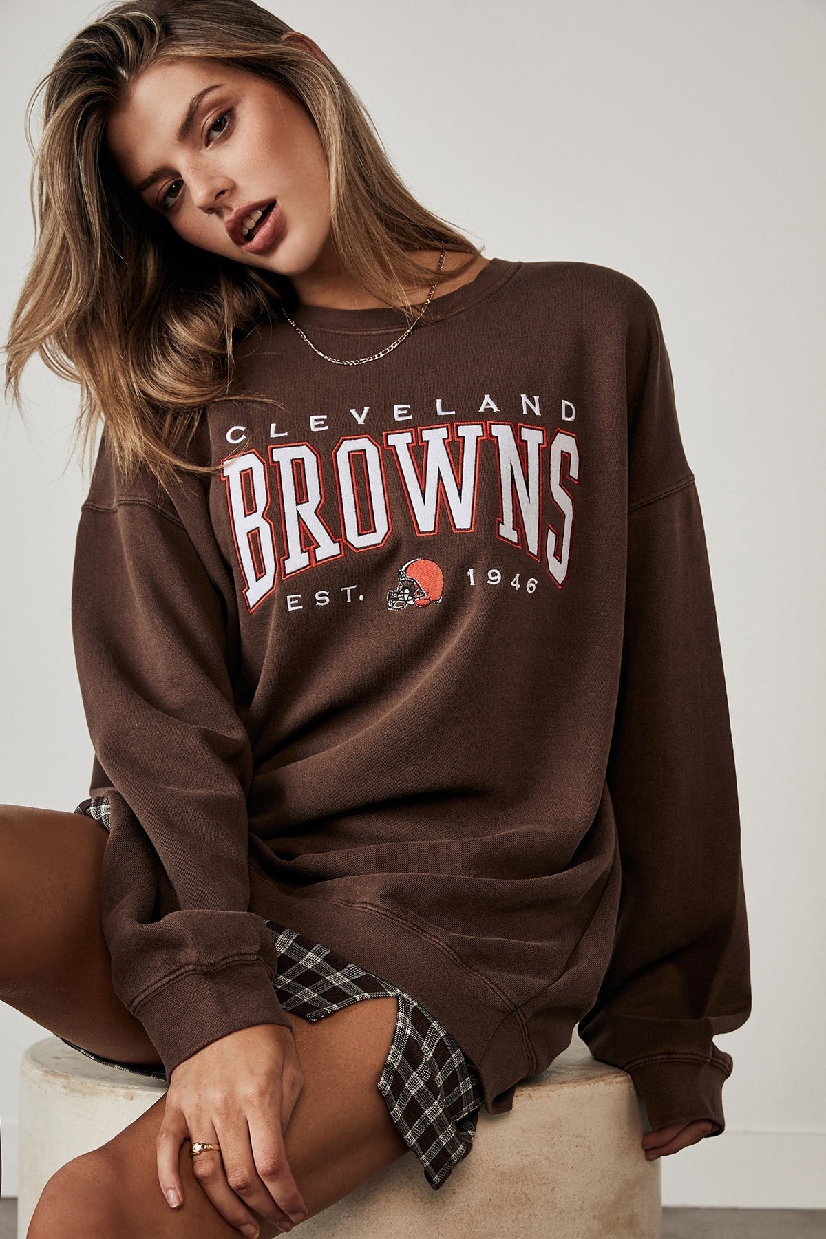 Mad Girls Kahverengi Baskılı Kadın SweatshirtMg1210 