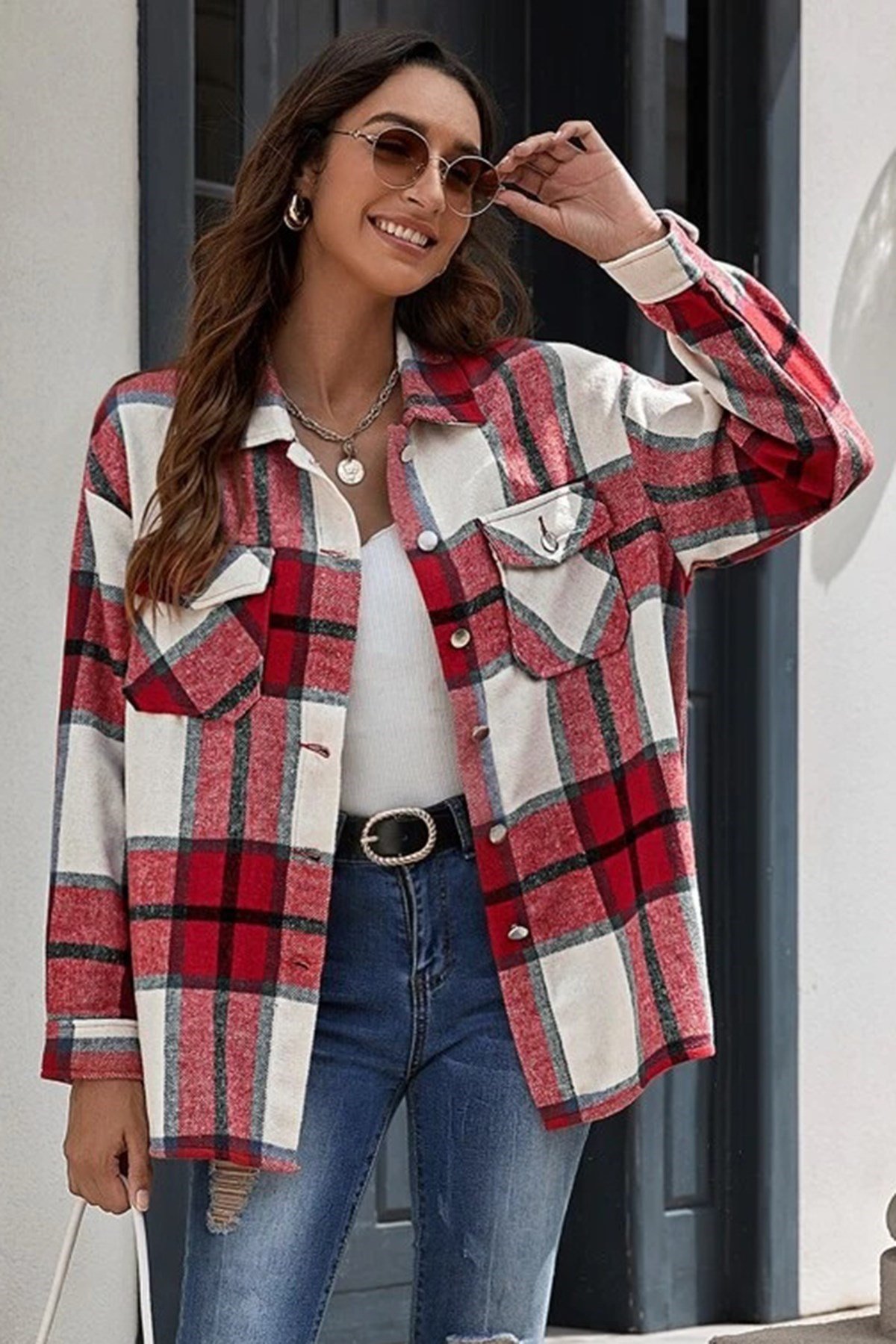 Mad Girls Brown Checked Shirt MG042