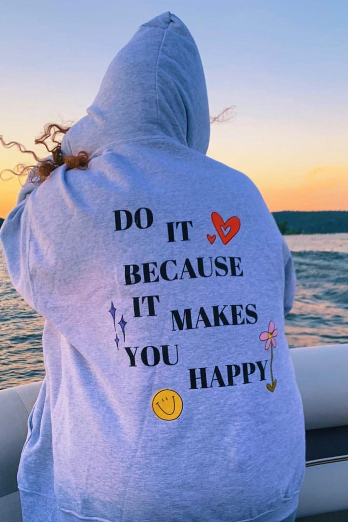 Mad Girls Gri Kapüşonlu Sırt Baskılı Sweatshirt MG1195
