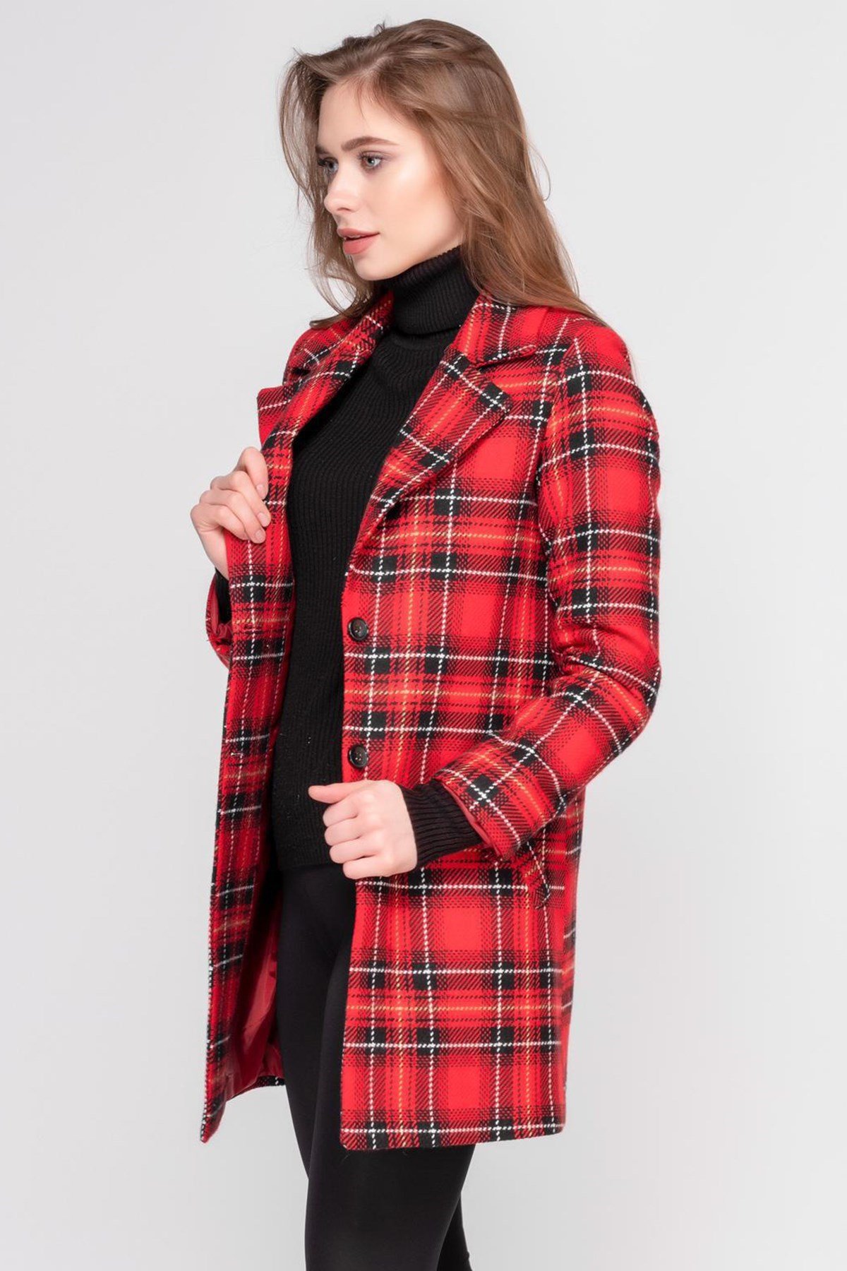 Mad Girls Kırmızı Uzun Kadın Kaban MG1183