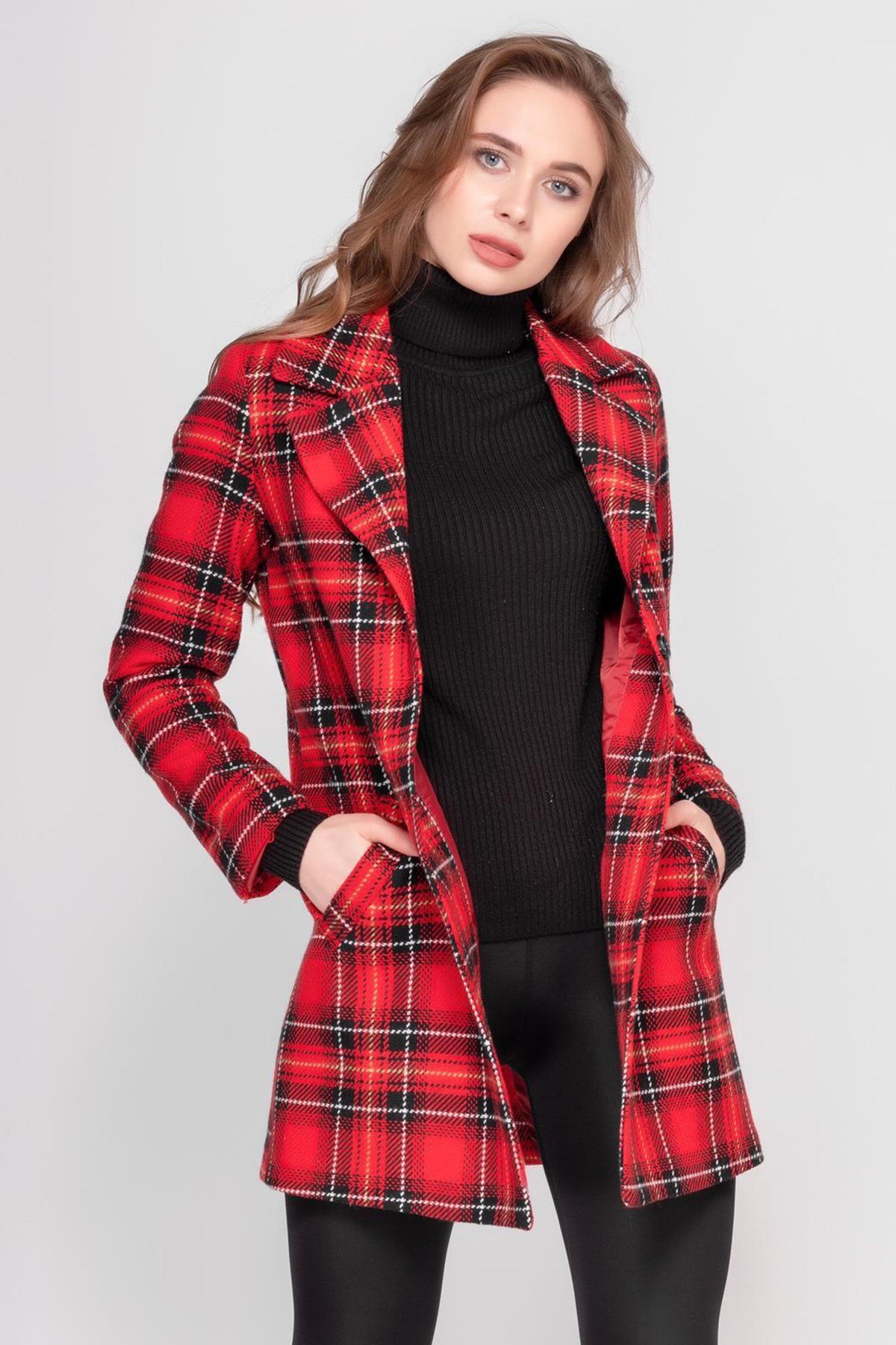 Mad Girls Kırmızı Uzun Kadın Kaban MG1183