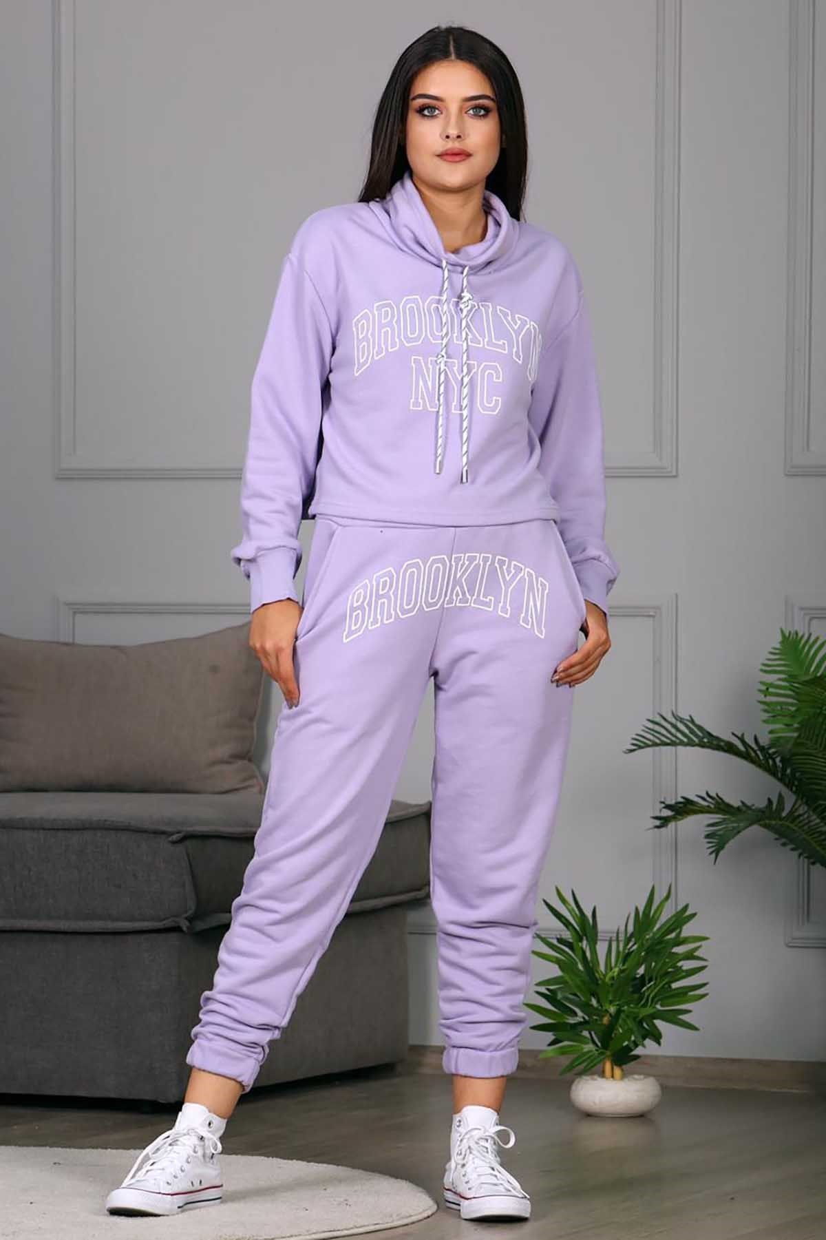 Mad Girls Lilac Printed Tracksuit Set MG685