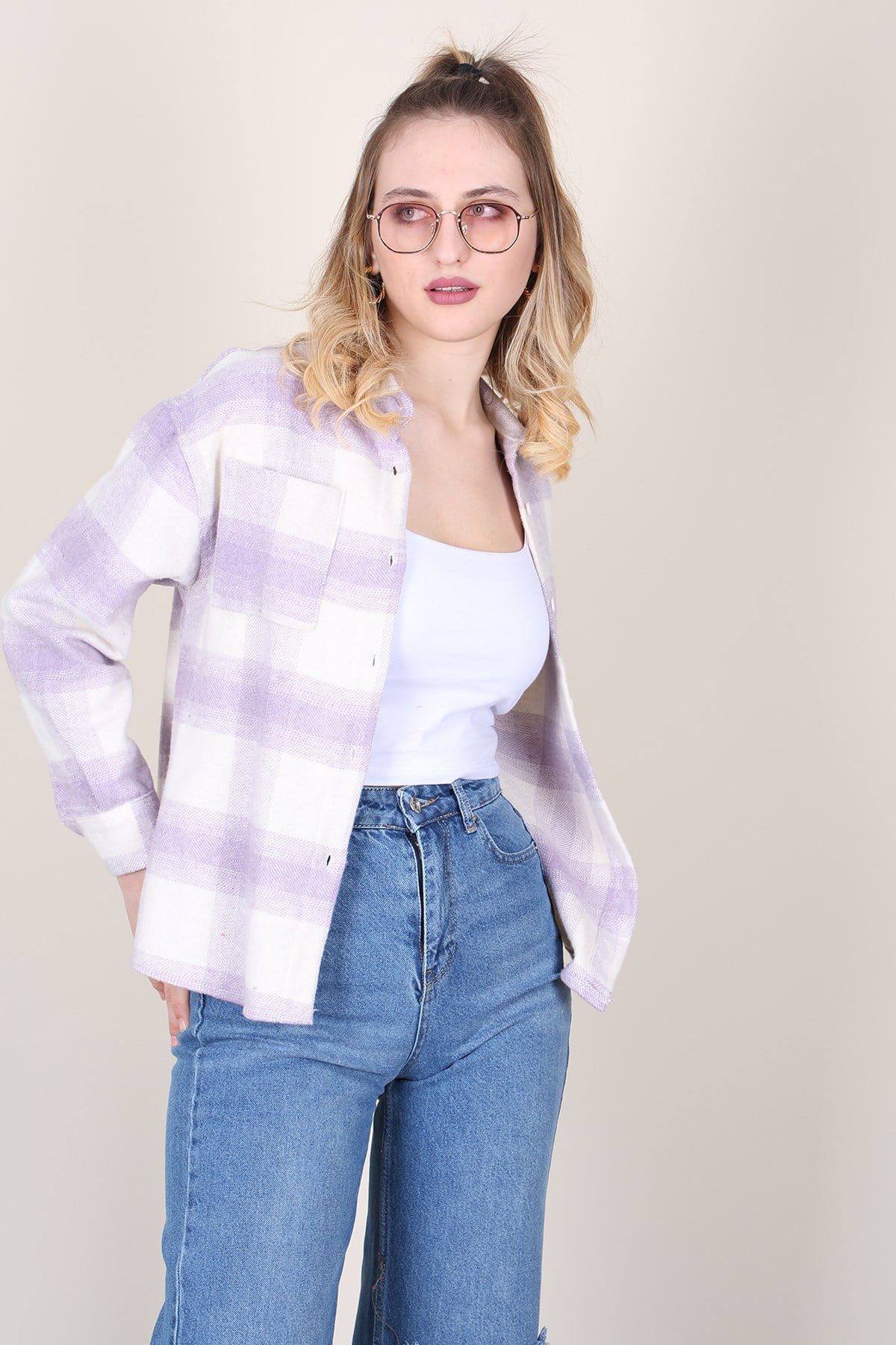 Mad Girls Lilac Lumberjack Shirt MG1200