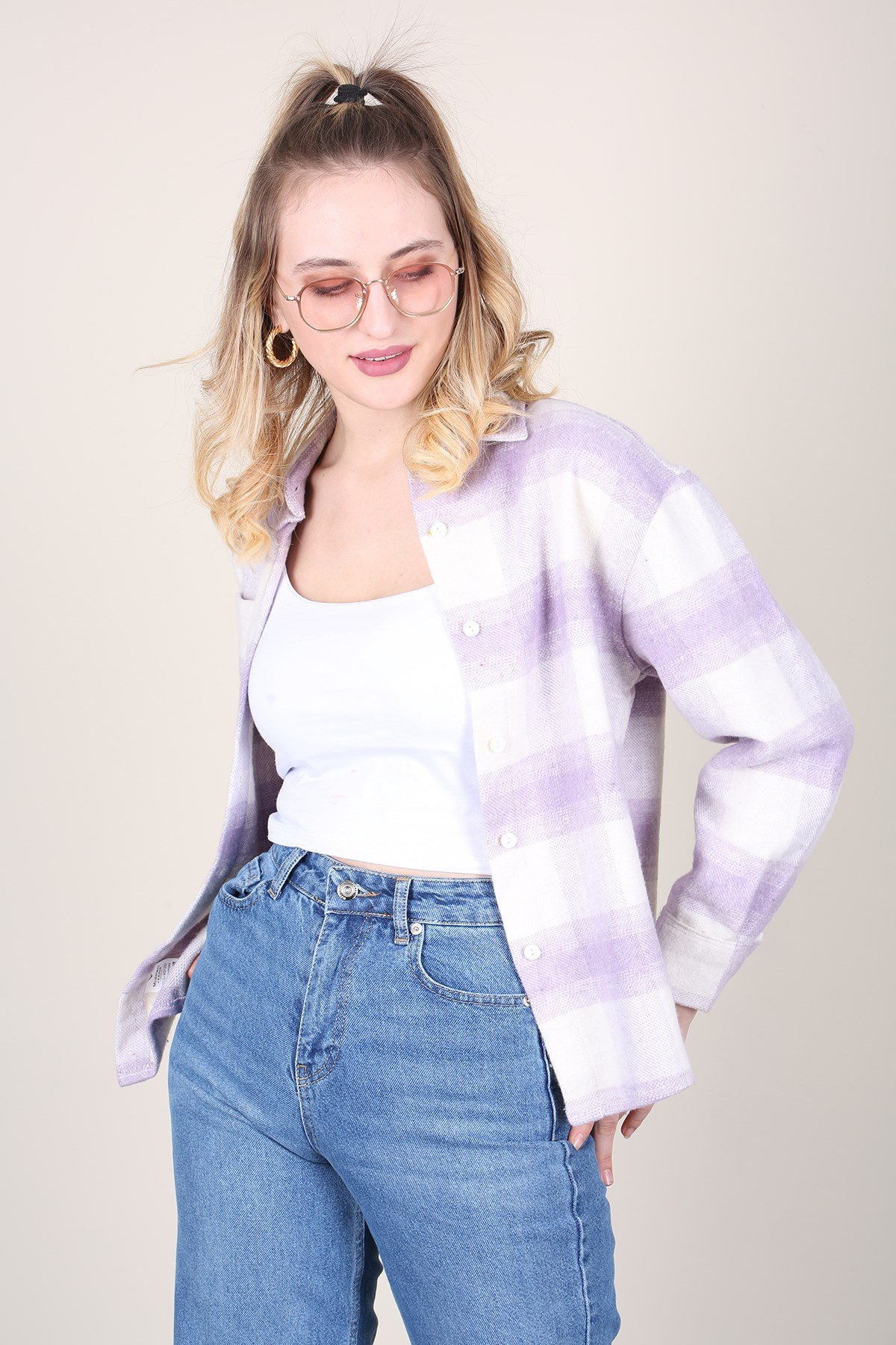 Mad Girls Lilac Lumberjack Shirt MG1200