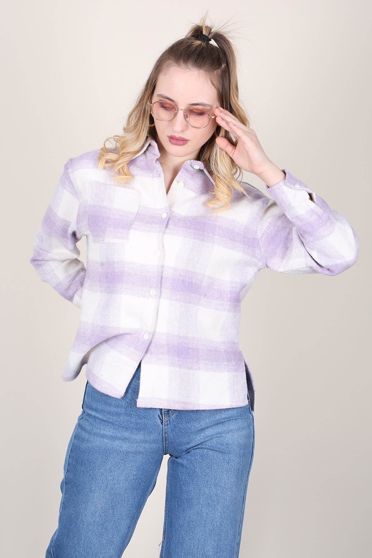 Mad Girls Lilac Lumberjack Shirt MG1200
