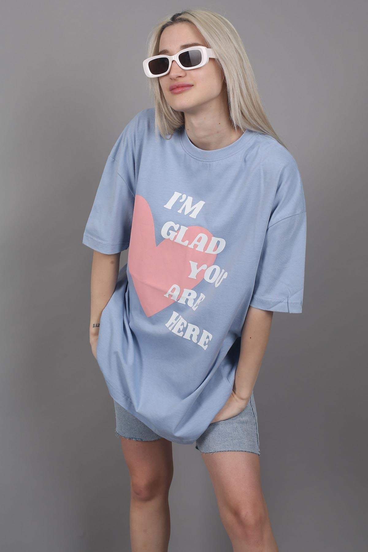 Mad Girls Printed Blue T-Shirt MG1202