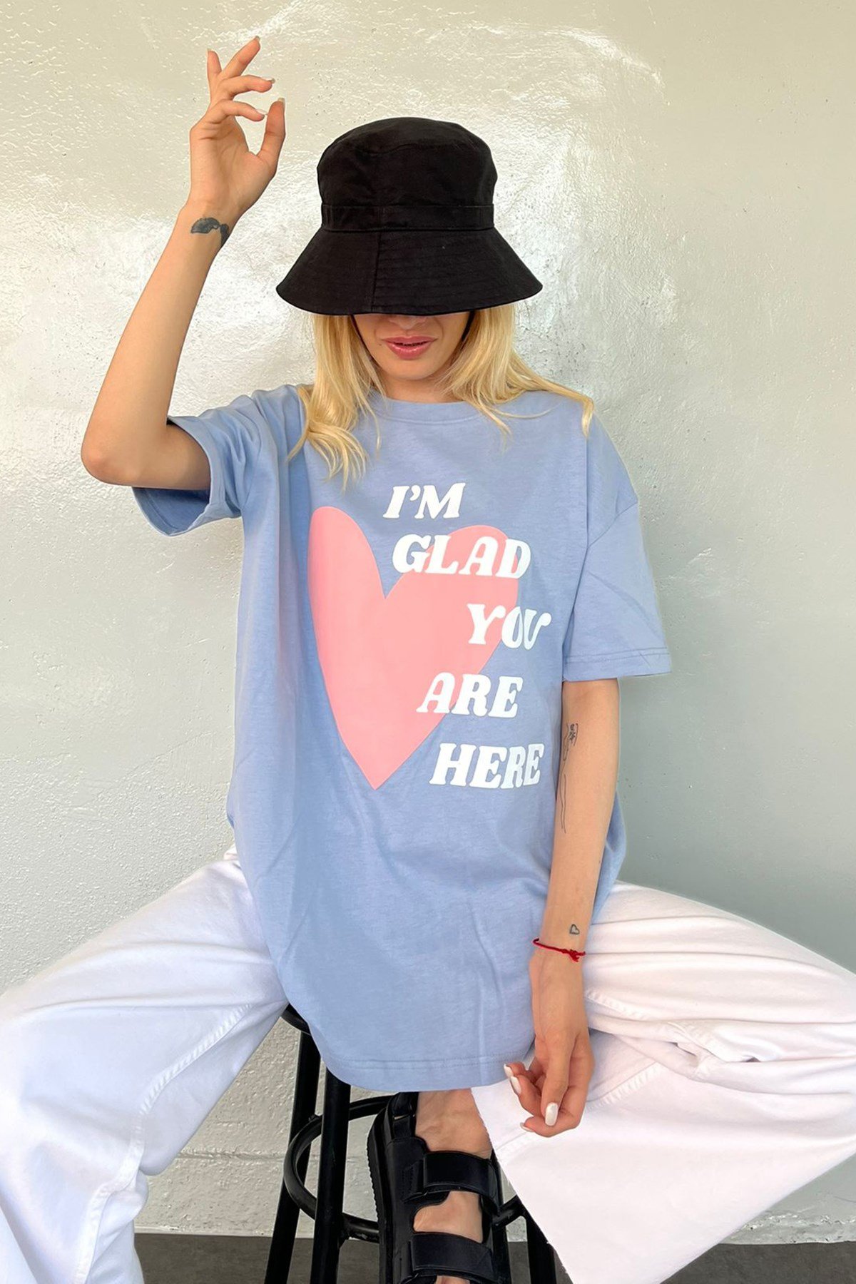 Mad Girls Printed Blue T-Shirt MG1202