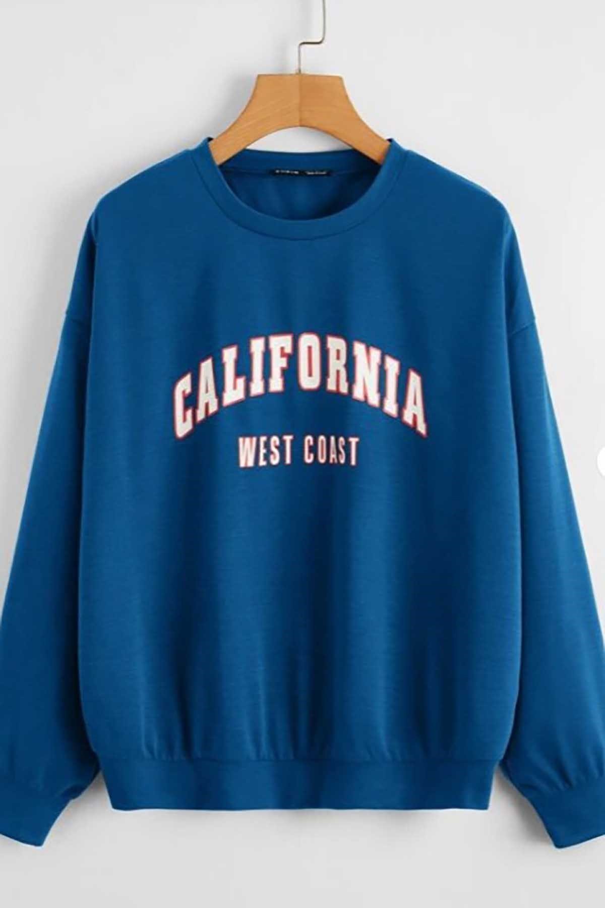Mad Girls Blue Crew-Neck Women Sweatshirt MG789