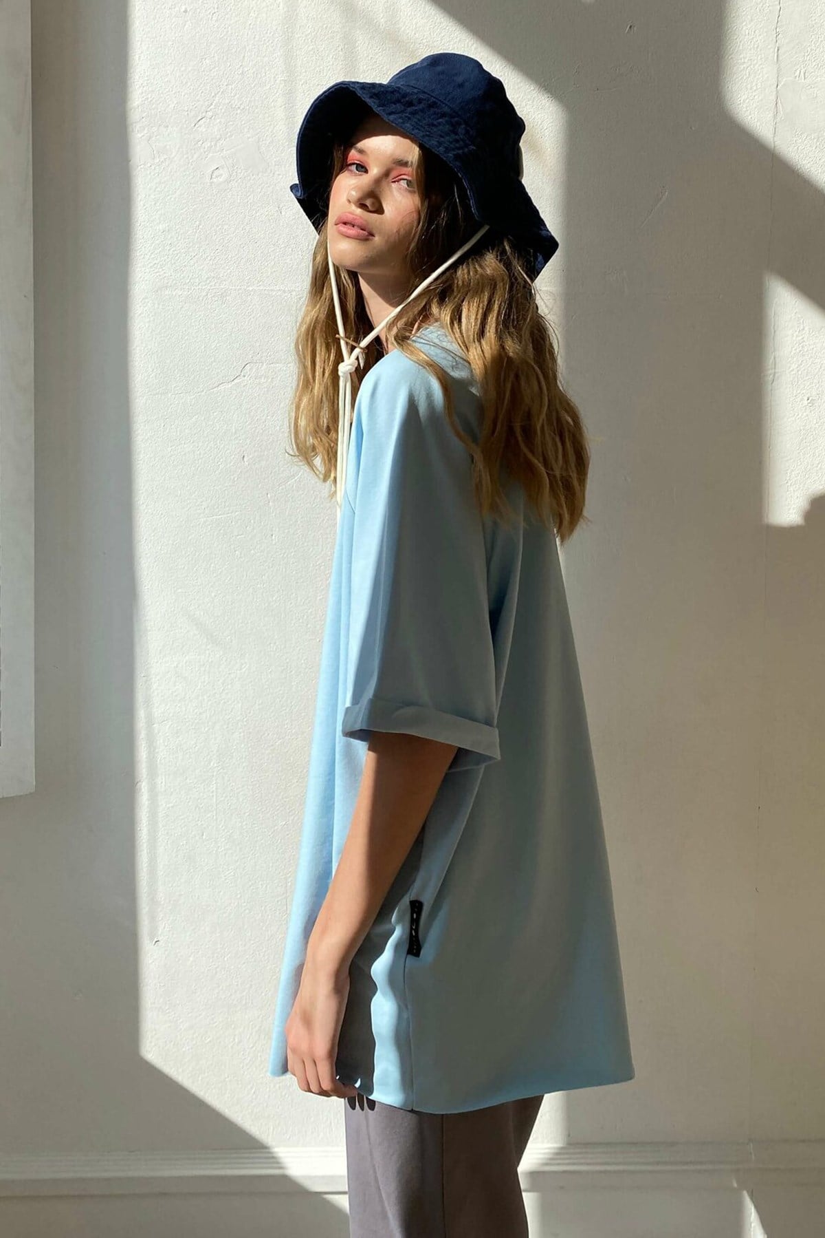 Mad Girls Mavi Oversize Tişört MG1354