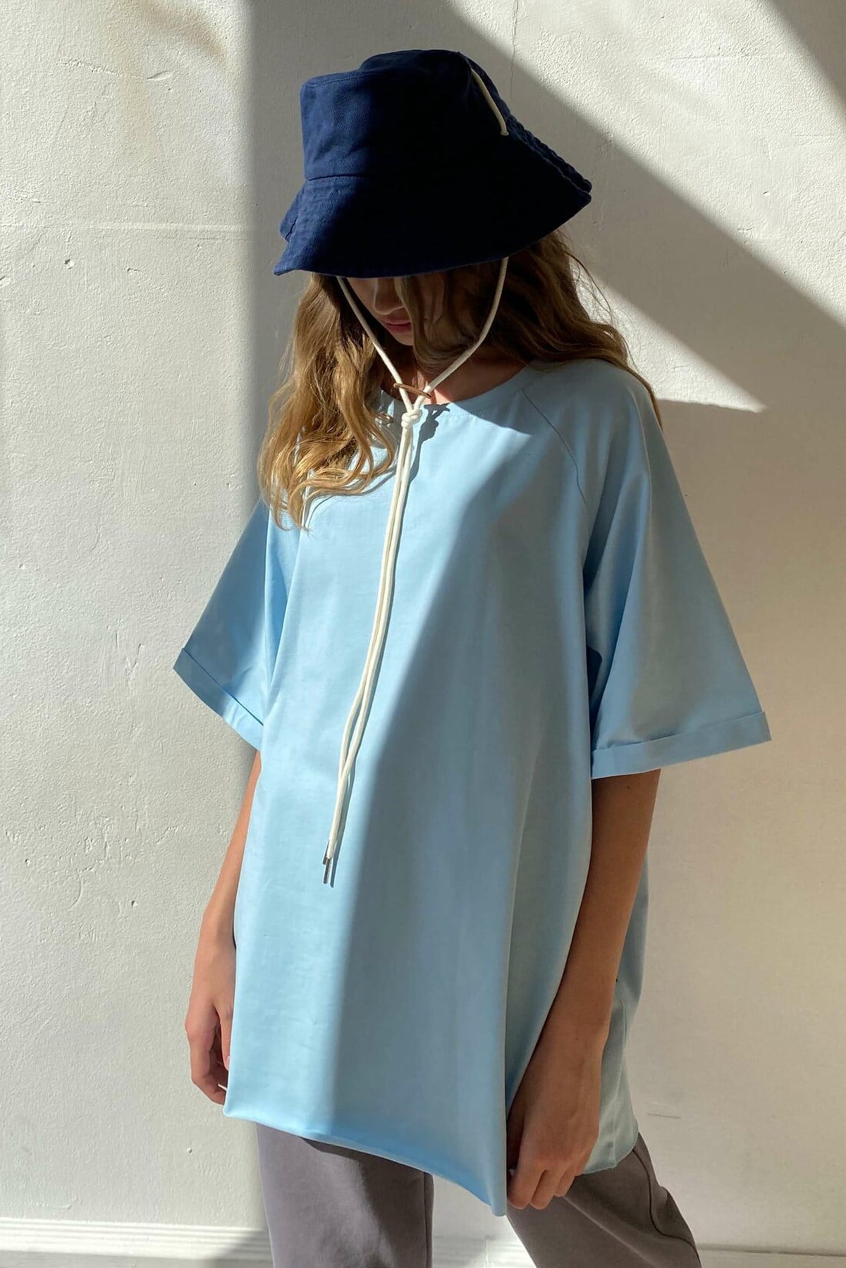 Mad Girls Mavi Oversize Tişört MG1354