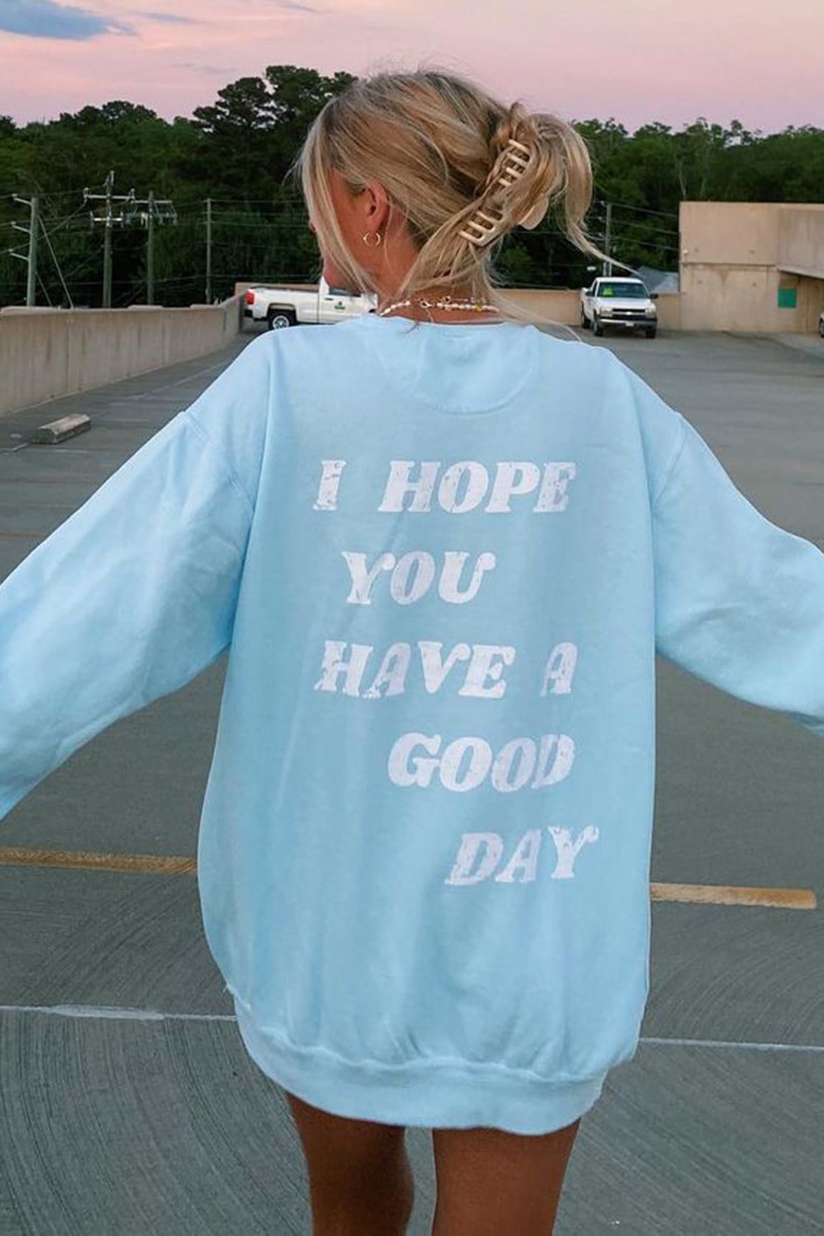 Mad Girls Mavi Sırt Baskılı Sweatshirt MG1219