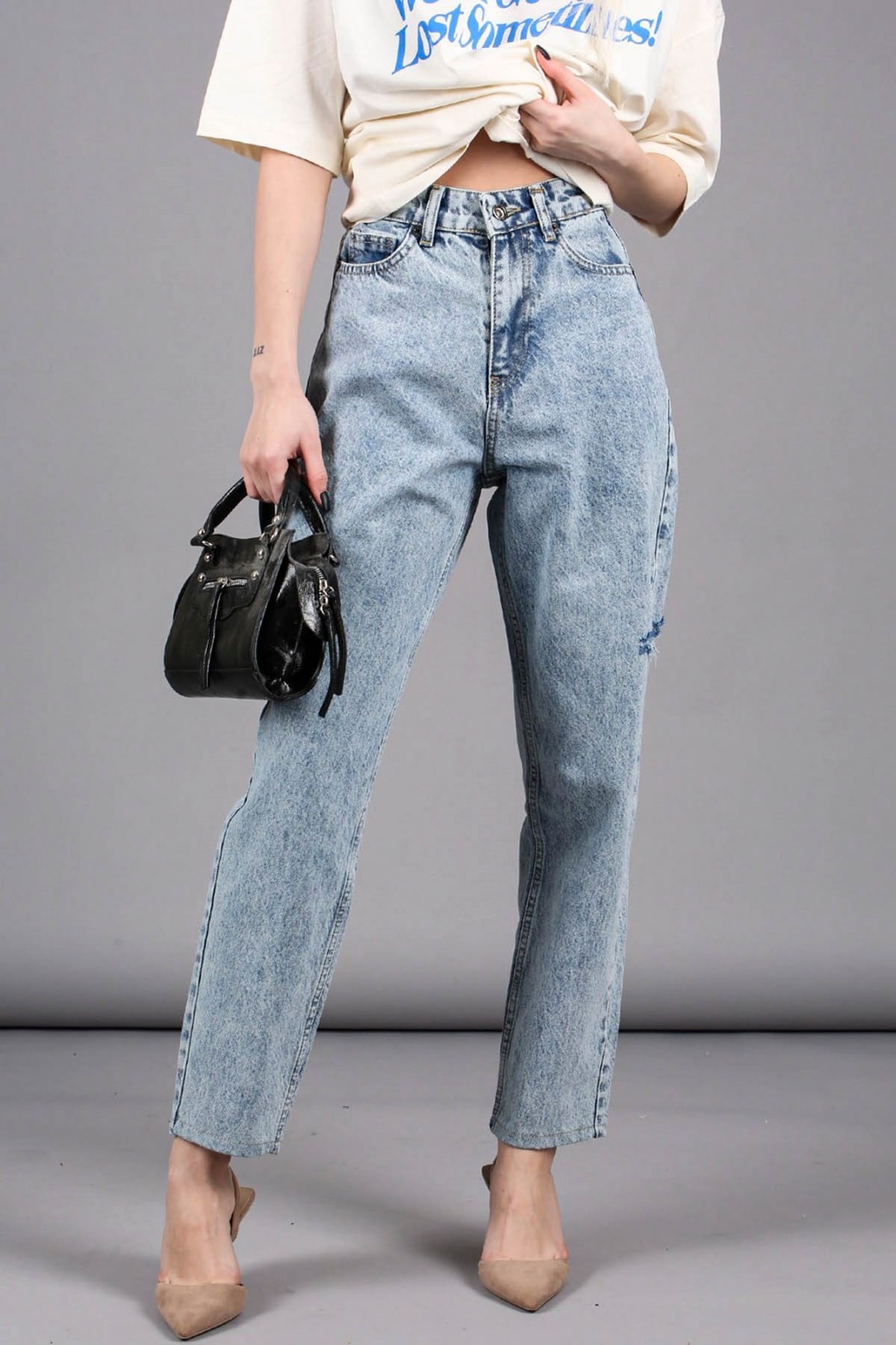 Mad Girls Side Ripped Blue Jeans MG1159