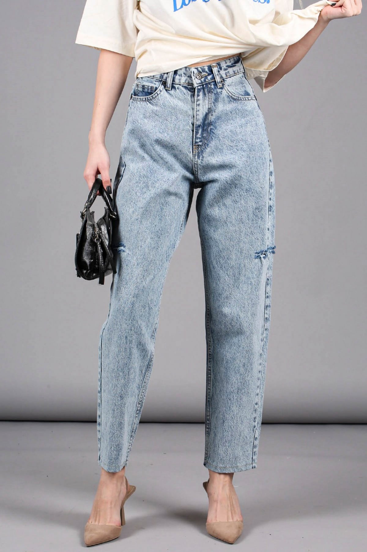 Mad Girls Side Ripped Blue Jeans MG1159