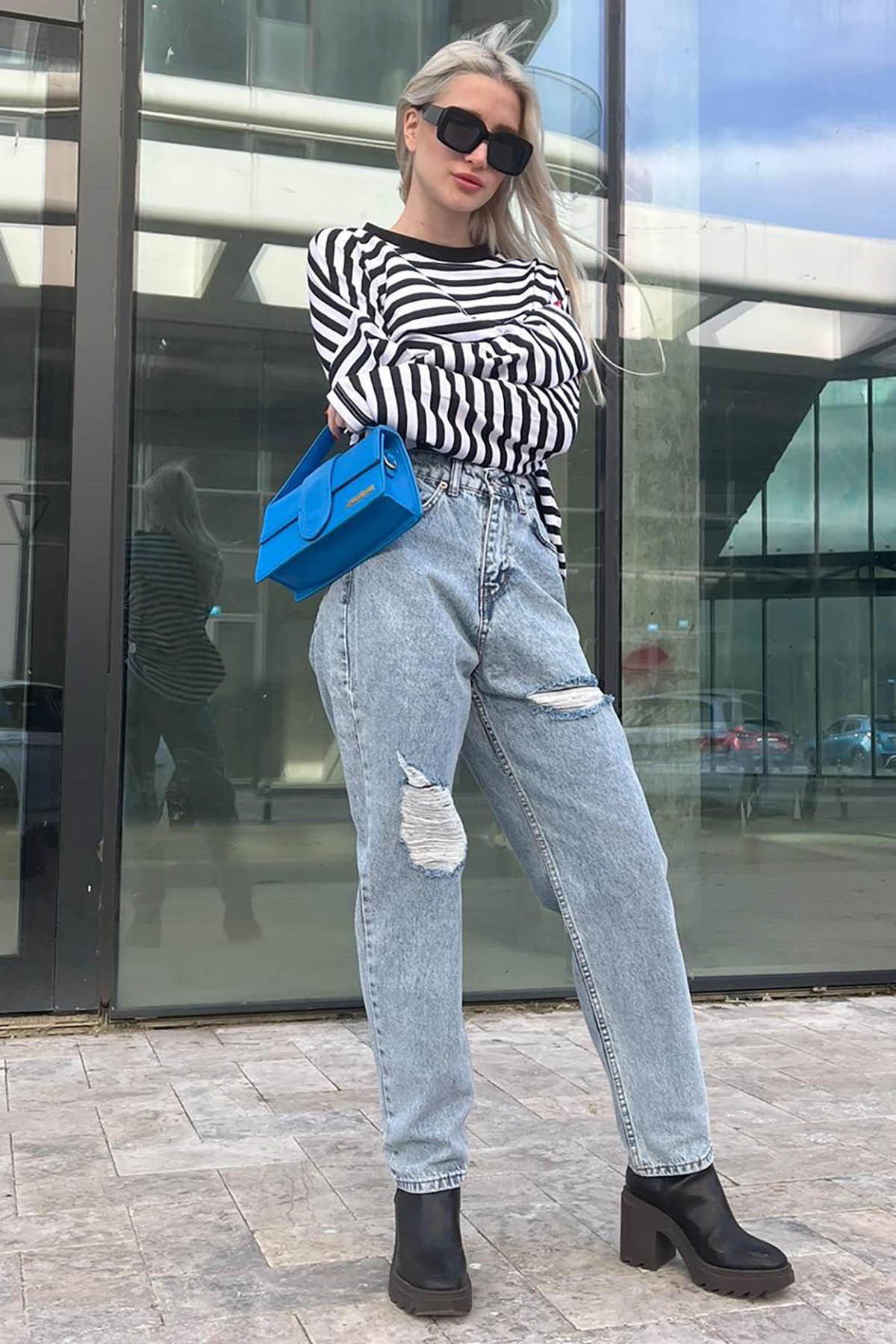 Mad Girls Mavi Yırtık Jean Mg1156