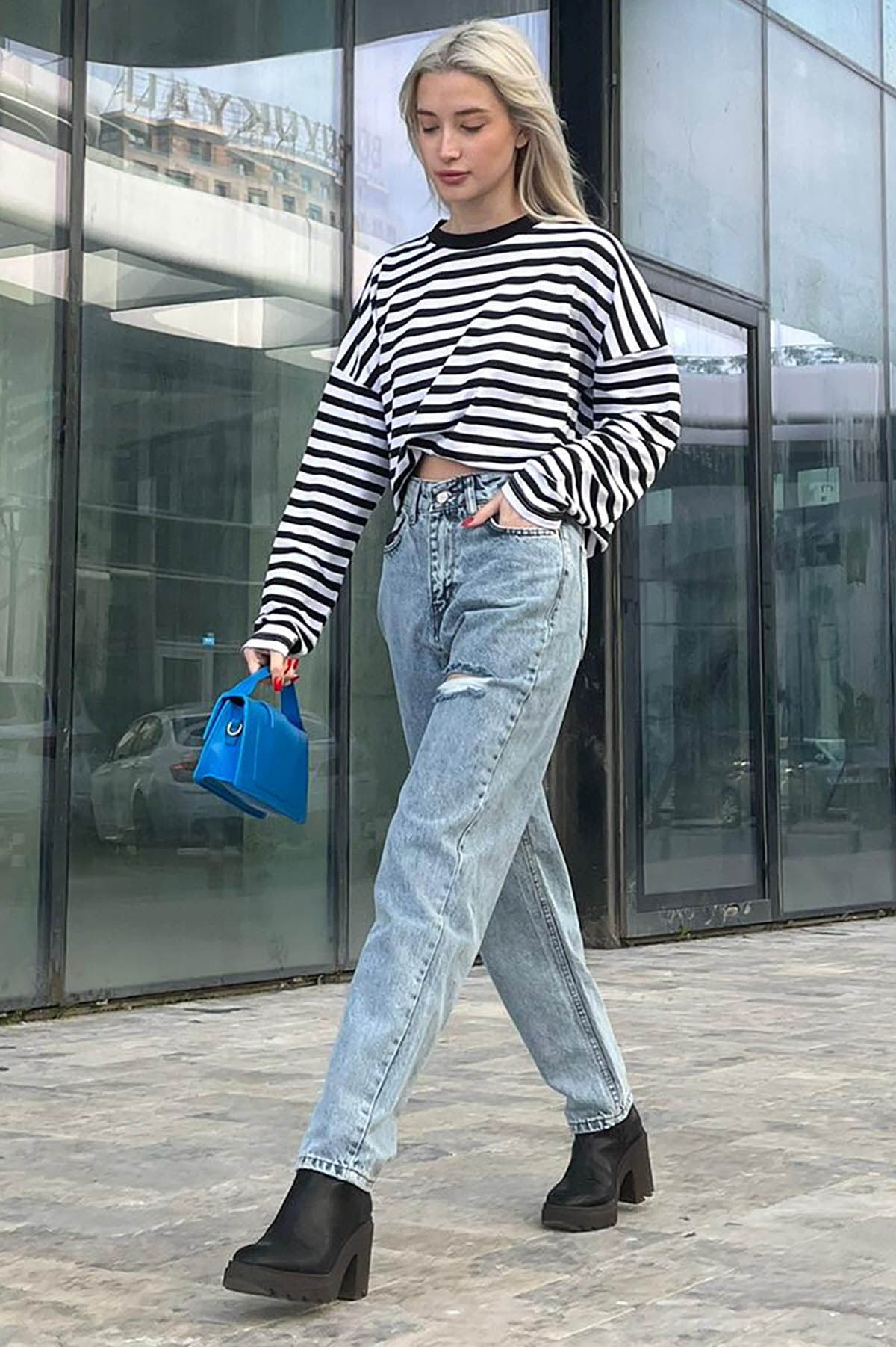 Mad Girls Mavi Yırtık Jean Mg1156