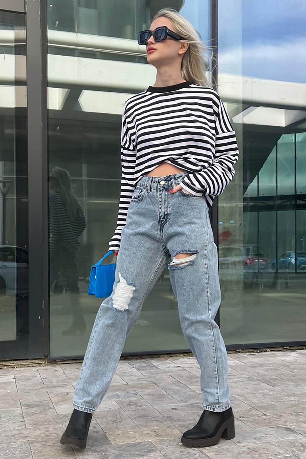 Mad Girls Mavi Yırtık Jean Mg1156