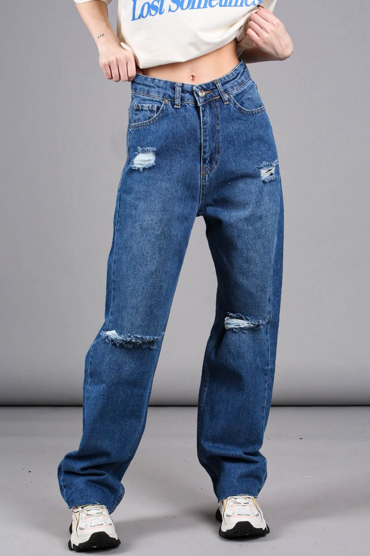 Mad Girls Mavi Yırtık Jean MG1158