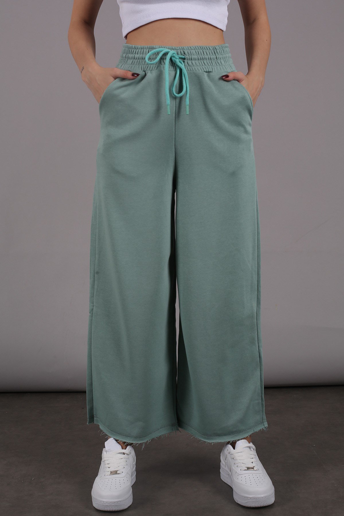 Mad Girls Mint Green Bell Bottom Sweatpants MG1100