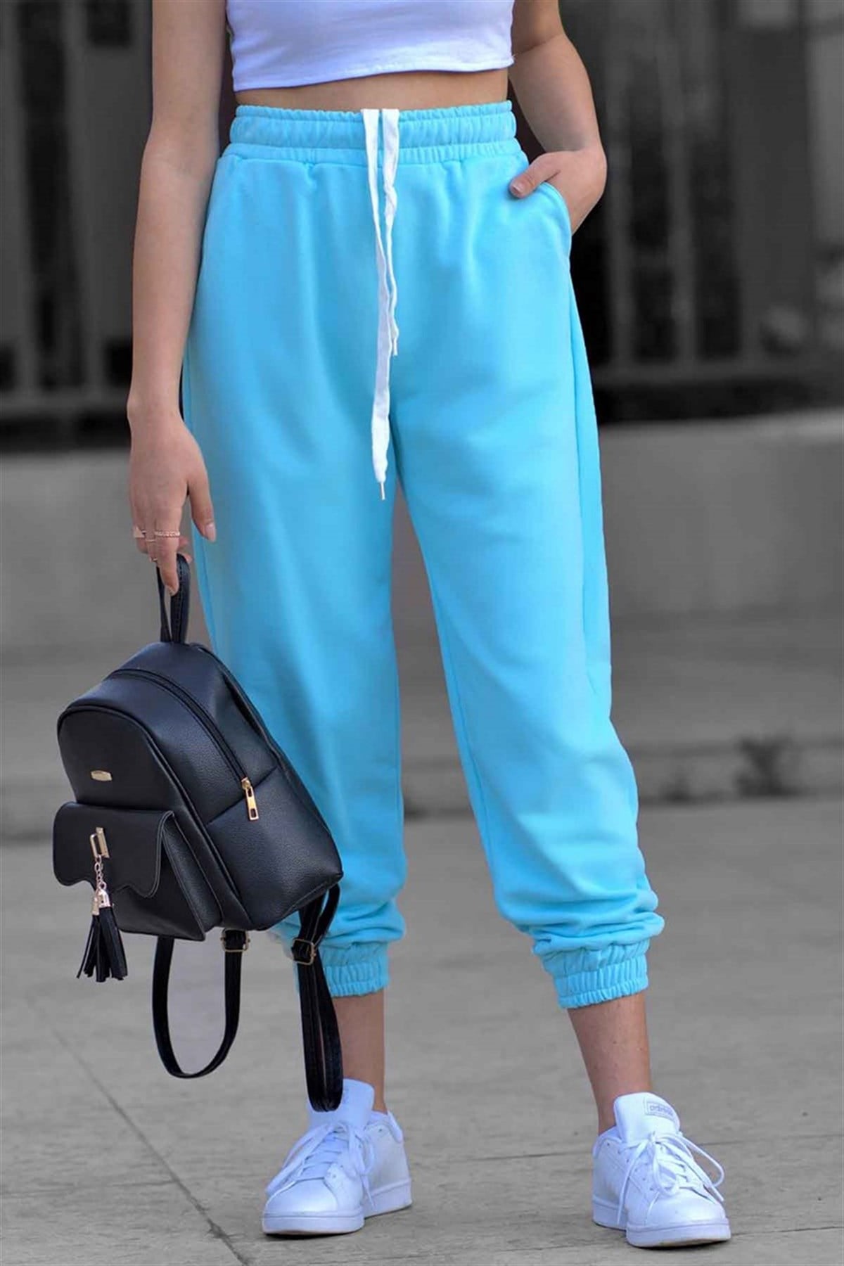 Mad Girls Neon Blue Basic Sweatpants MG304