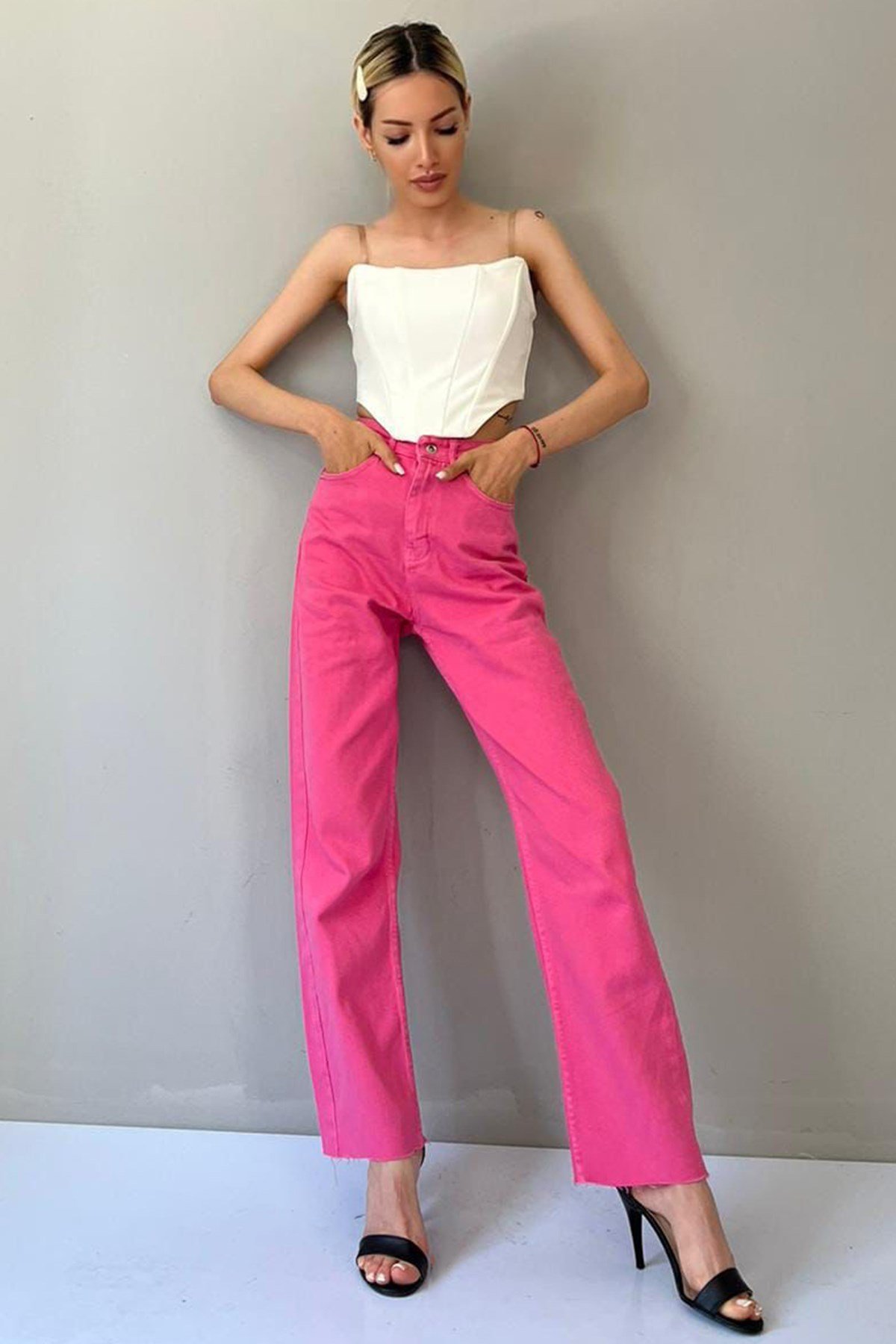 Mad Girls Pink Palazzo Jeans Mg1189